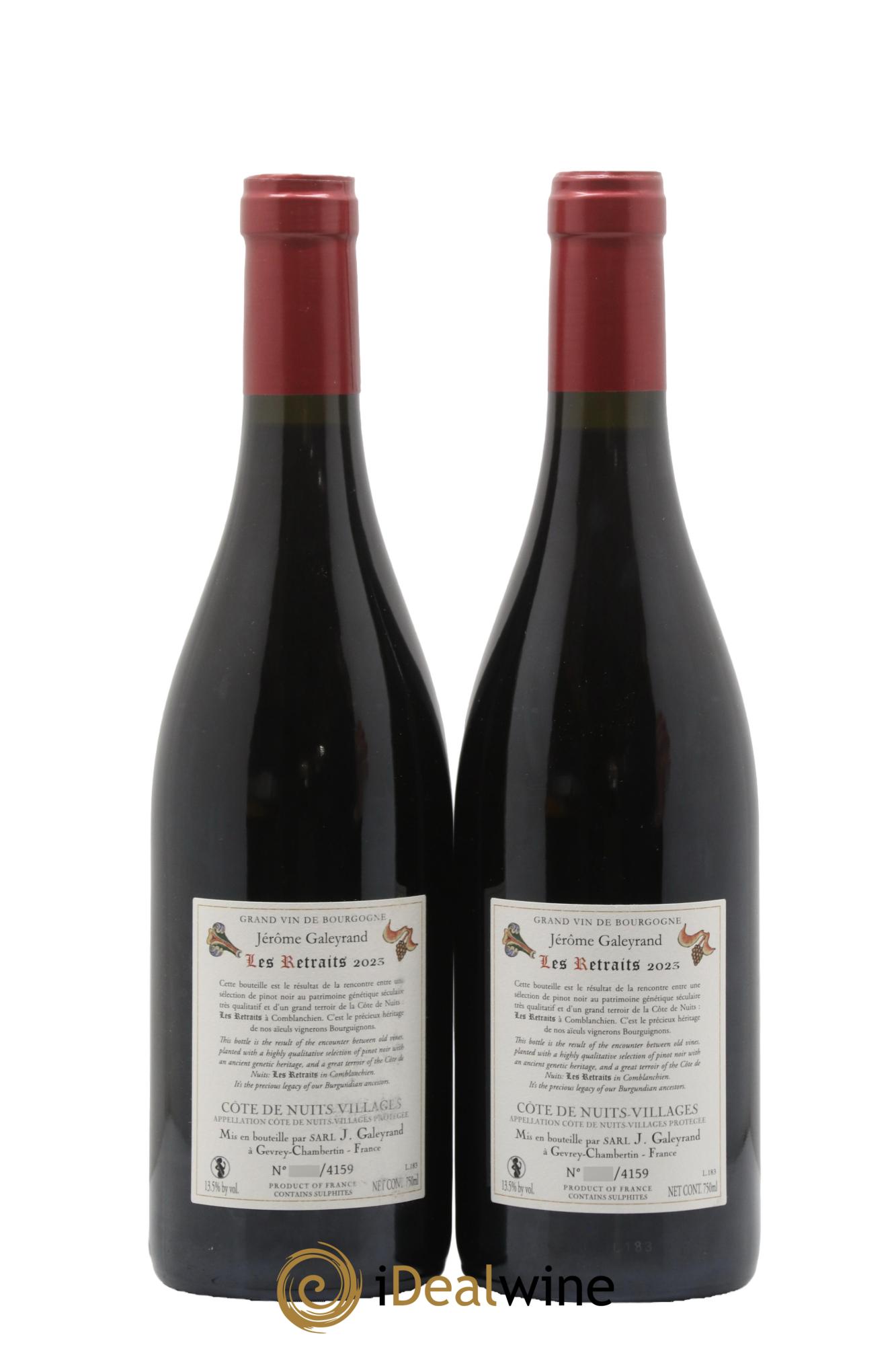 Côte de Nuits-Villages Les Retraits Jérôme Galeyrand 2023 - Lot of 2 bottles - 1