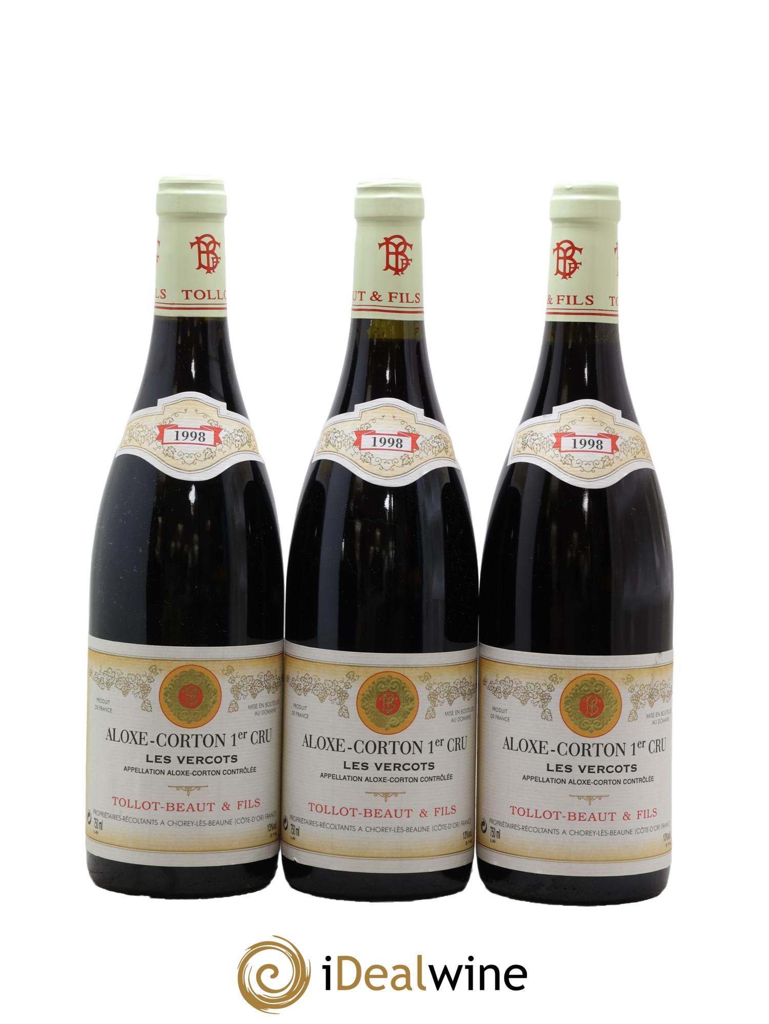 Aloxe-Corton 1er Cru Les Vercots Tollot Beaut (Domaine) 1998 - Posten von 3 Flaschen - 0