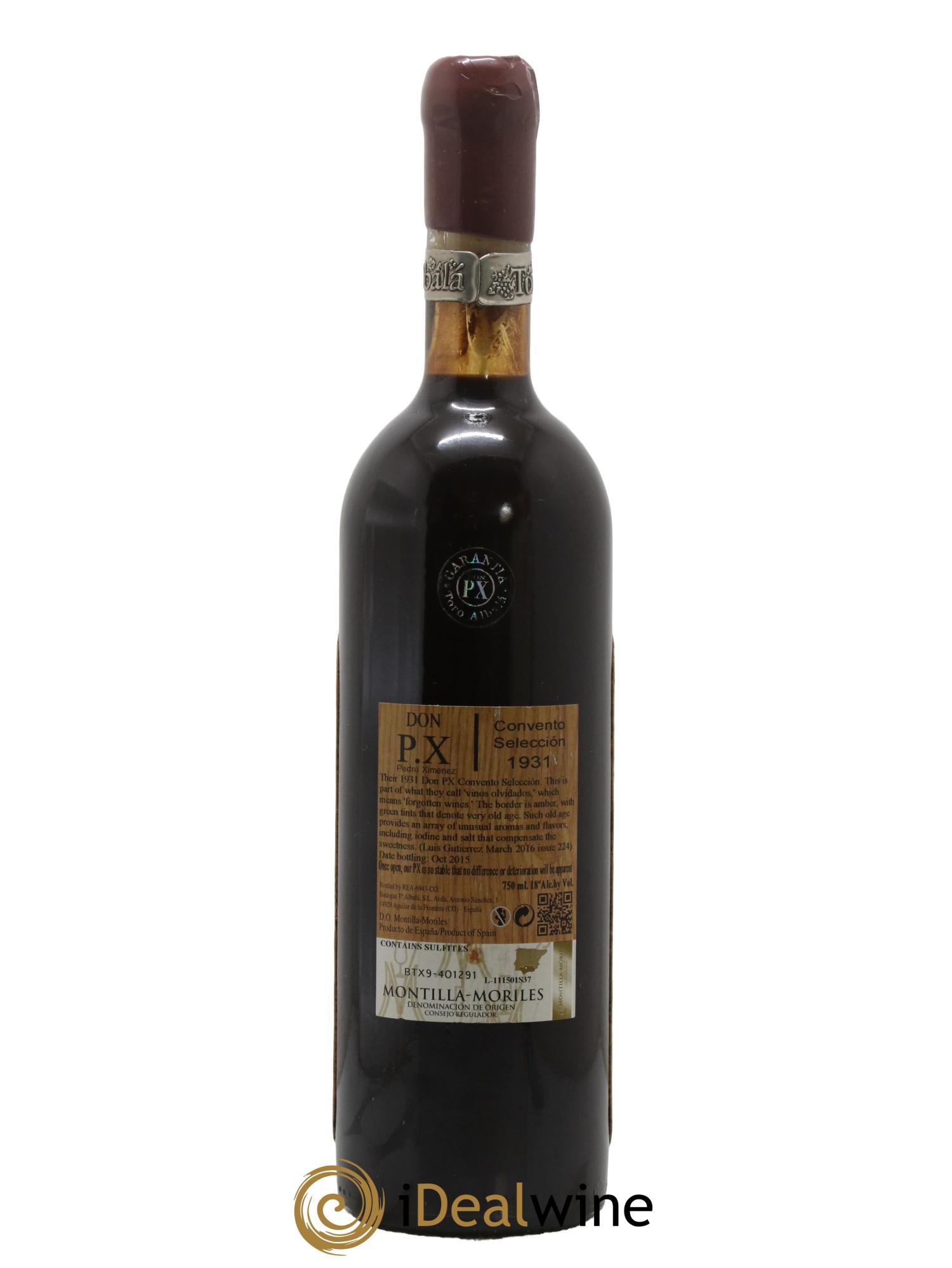Montilla Moriles Don PX Convento Seleccion Toro Albala 1931 - Lot de 1 bouteille - 1