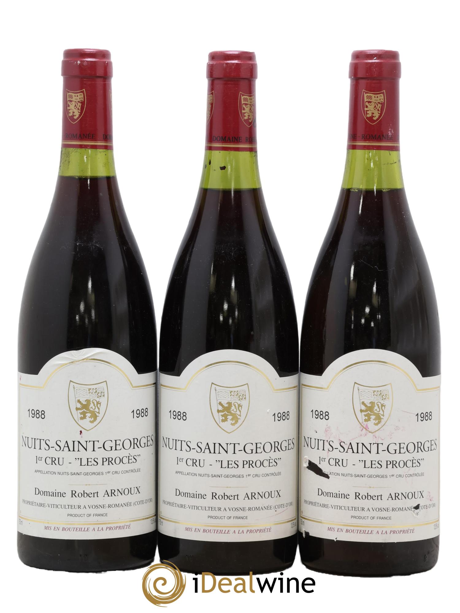 Nuits-Saint-Georges 1er Cru Les Procès Robert Arnoux 1988 - Lot de 3 bouteilles - 0