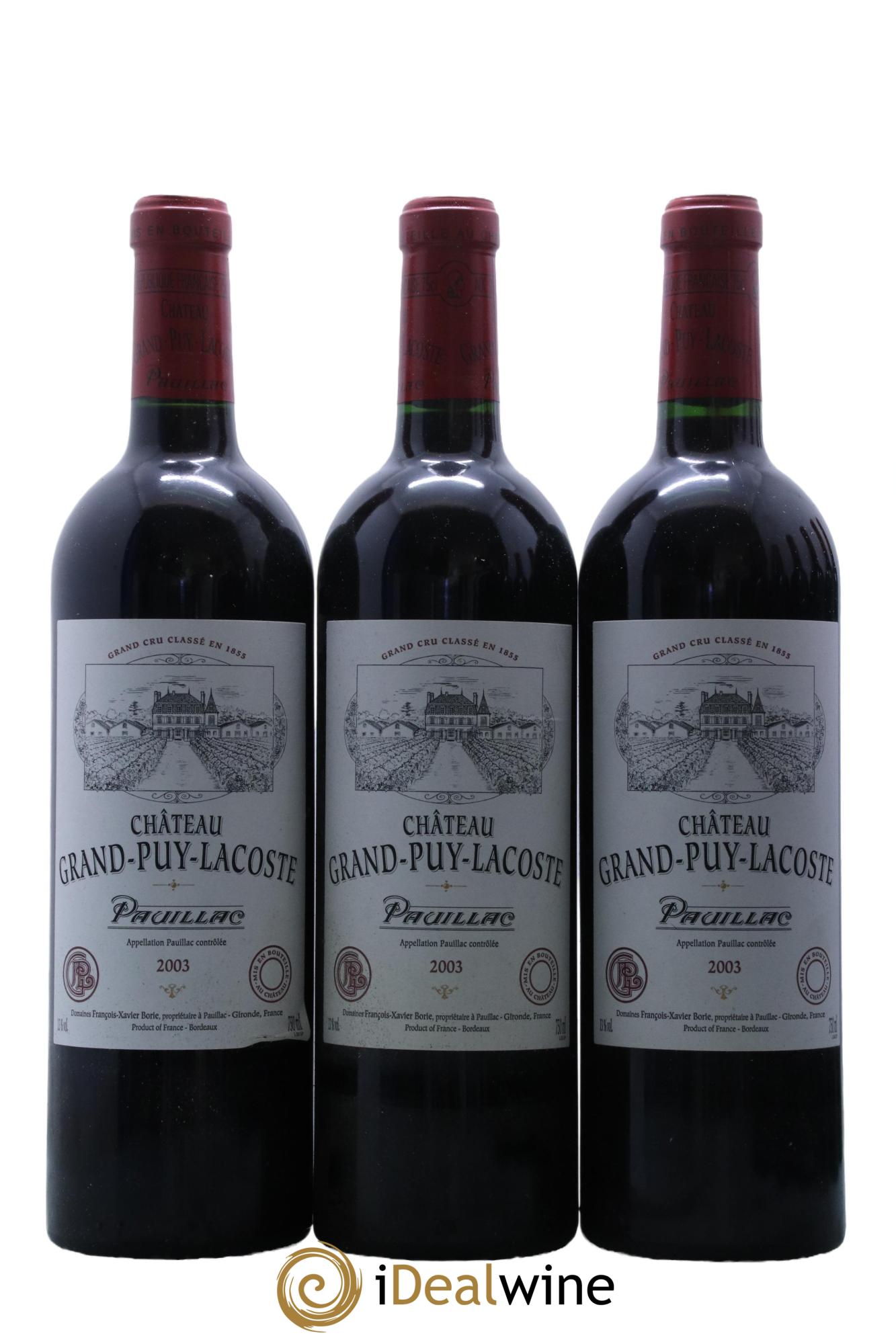 Château Grand Puy Lacoste 5ème Grand Cru Classé 2003 - Lot de 12 bouteilles - 2
