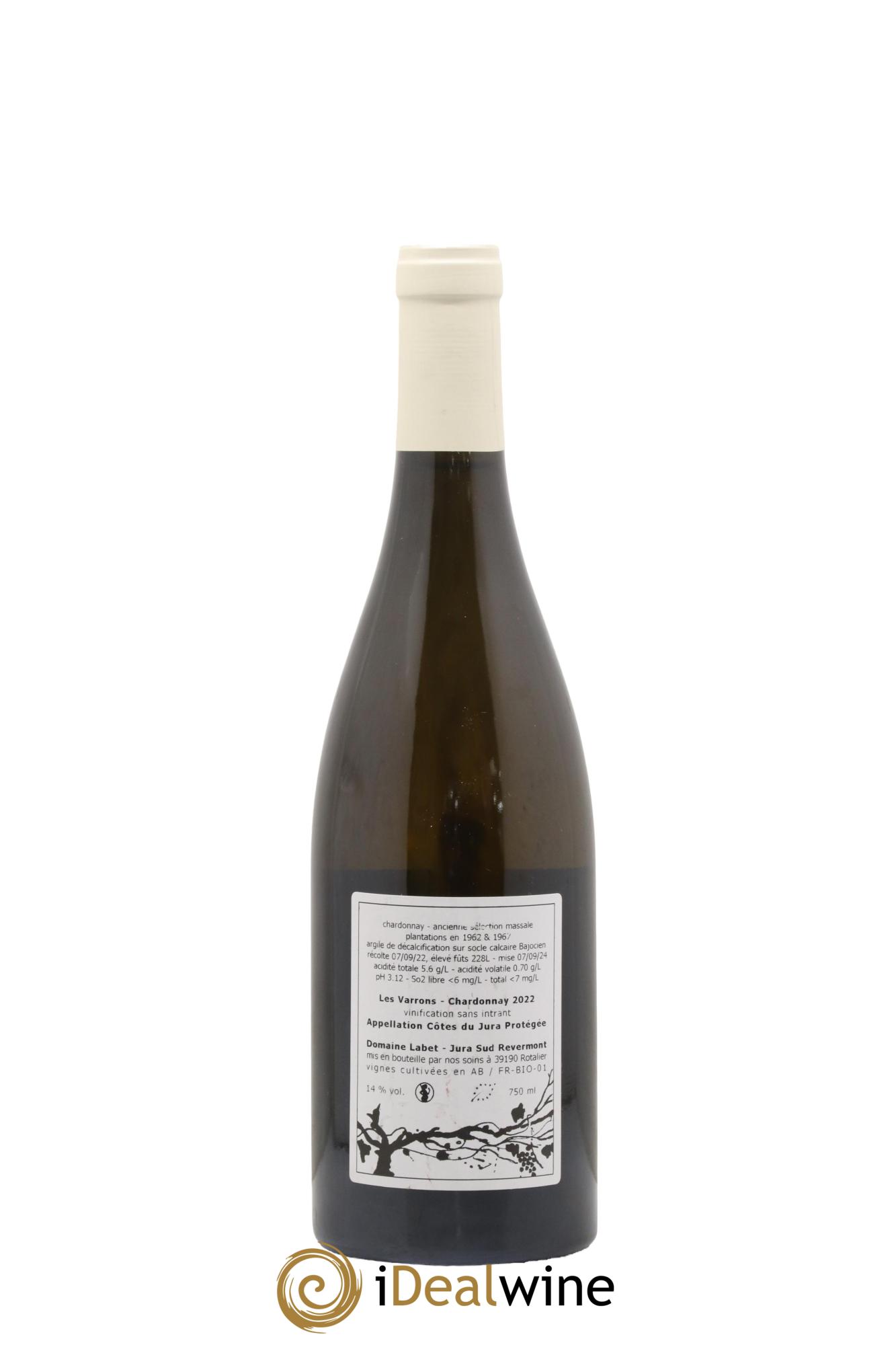 Côtes du Jura Chardonnay Les Varrons Romain - Julien  - Charline Labet 2022 - Lot de 1 bouteille - 1