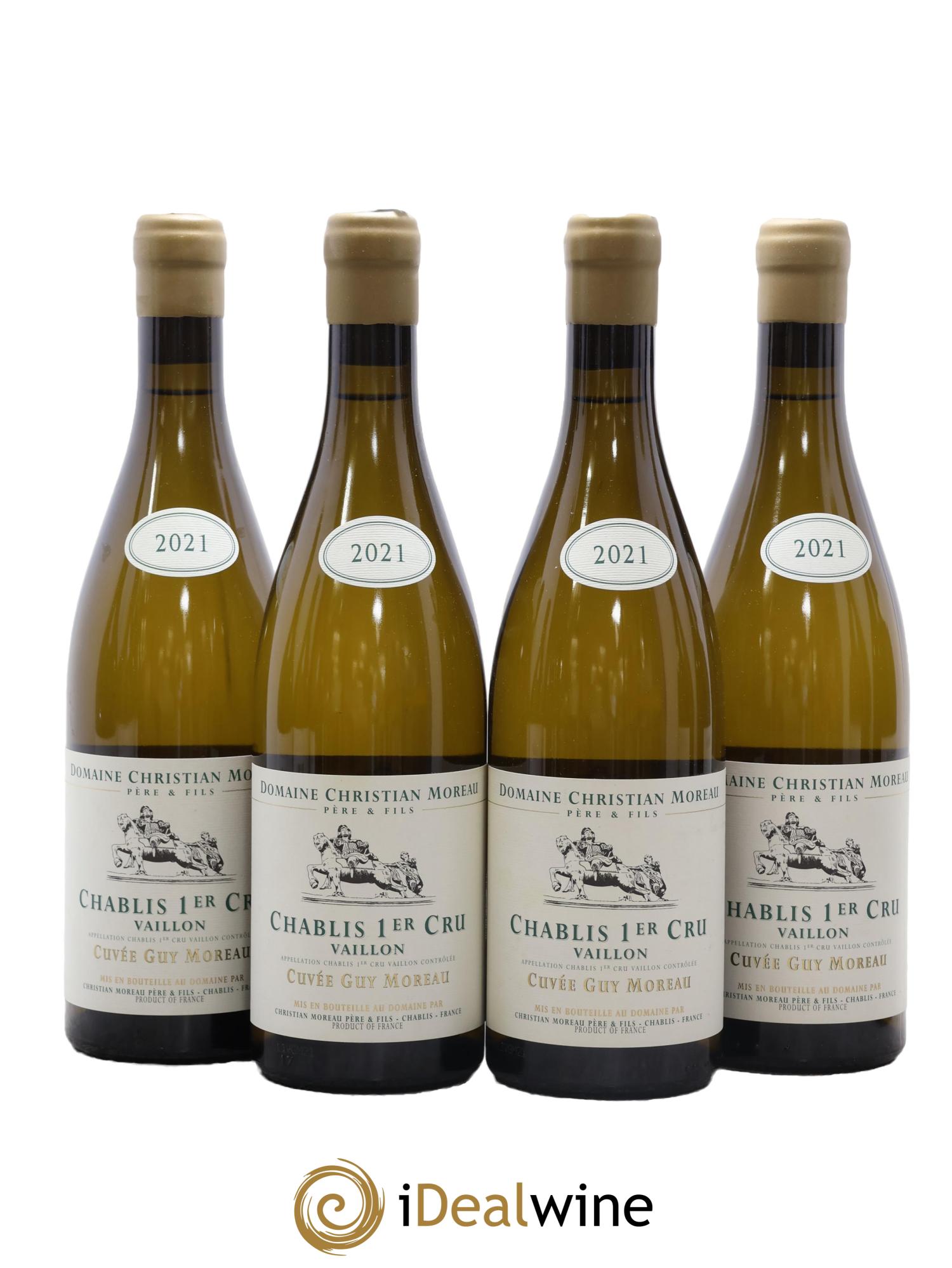 Chablis 1er Cru Vaillons Cuvée Guy Moreau Christian Moreau 2021 - Lot de 4 bouteilles - 0