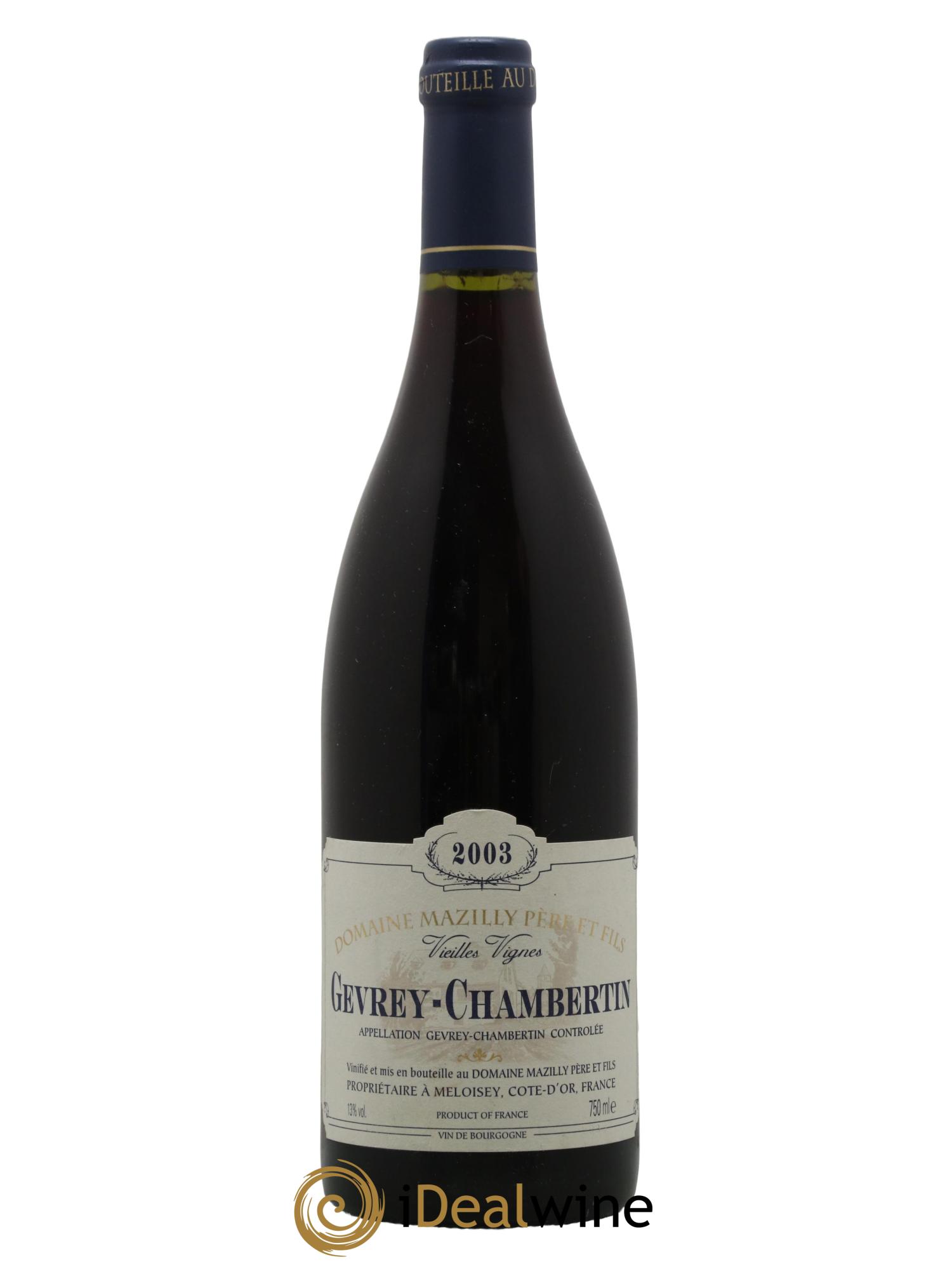 Gevrey-Chambertin Vieilles Vignes Domaine Mazilly 2003 - Lot de 1 bouteille - 0