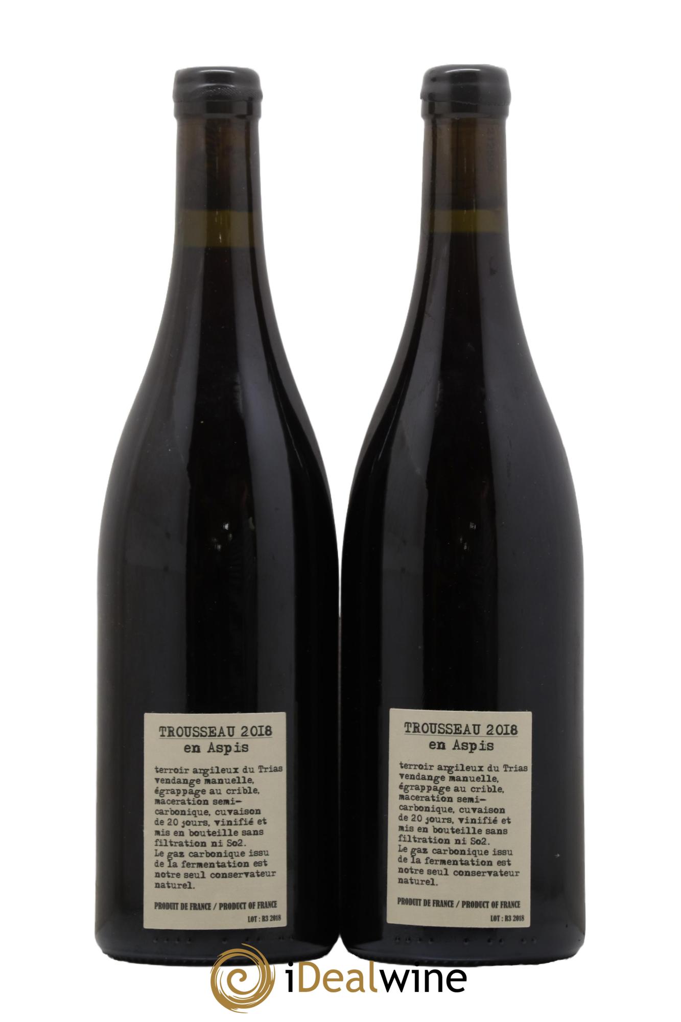 Arbois-Pupillin Trousseau En Aspis Adeline Houillon & Renaud Bruyère 2018 - Lot de 2 bouteilles - 1