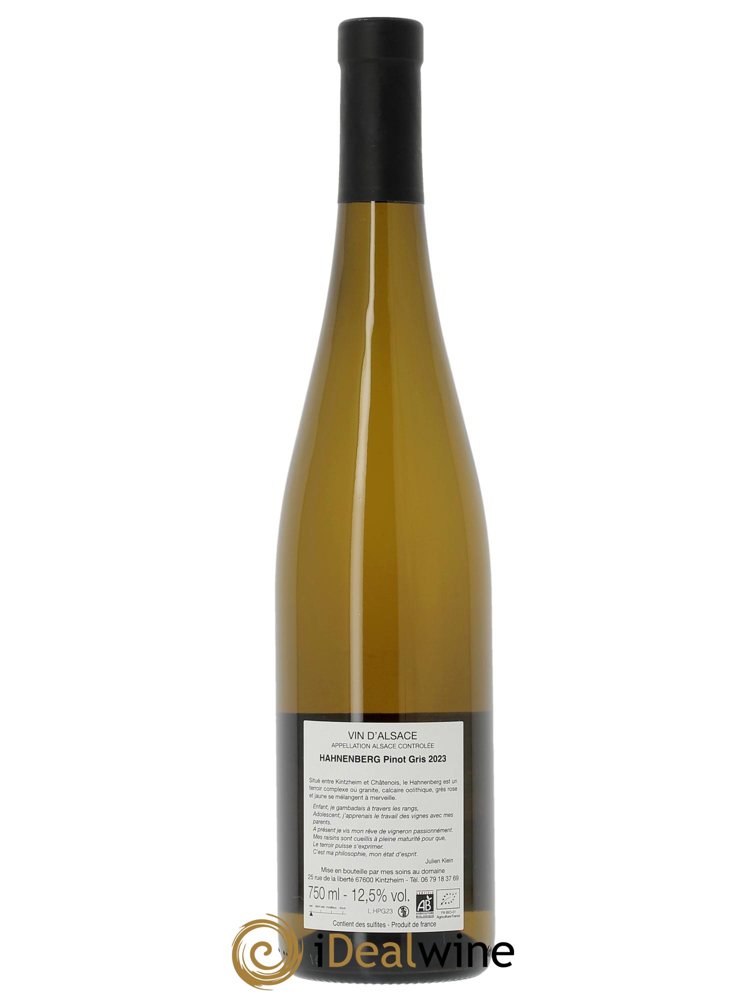 Alsace Pinot Gris Hahnenberg Julien Klein  2023 - Lot de 1 bouteille - 2