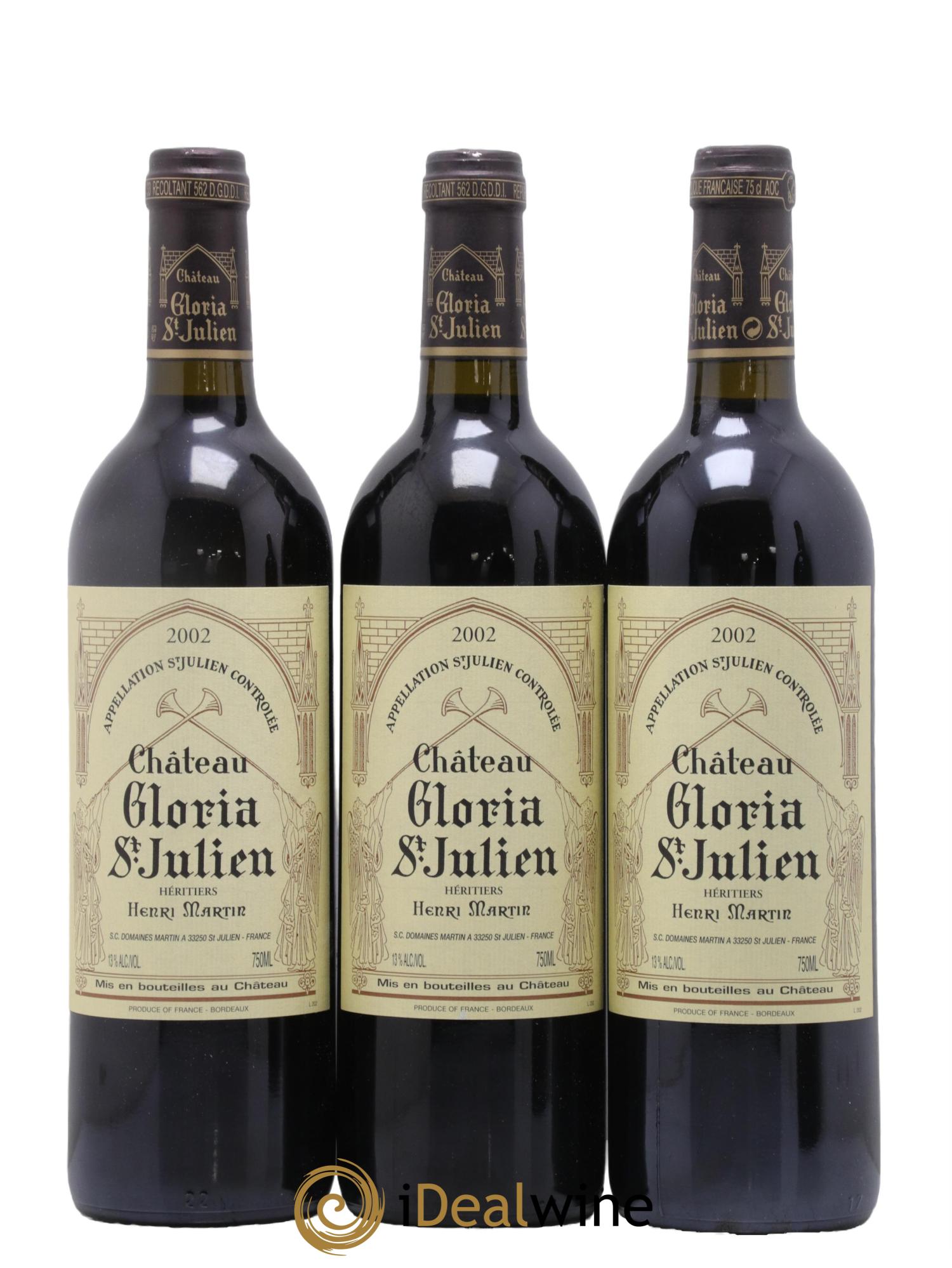 Château Gloria 2002 - Lot de 3 bouteilles - 0