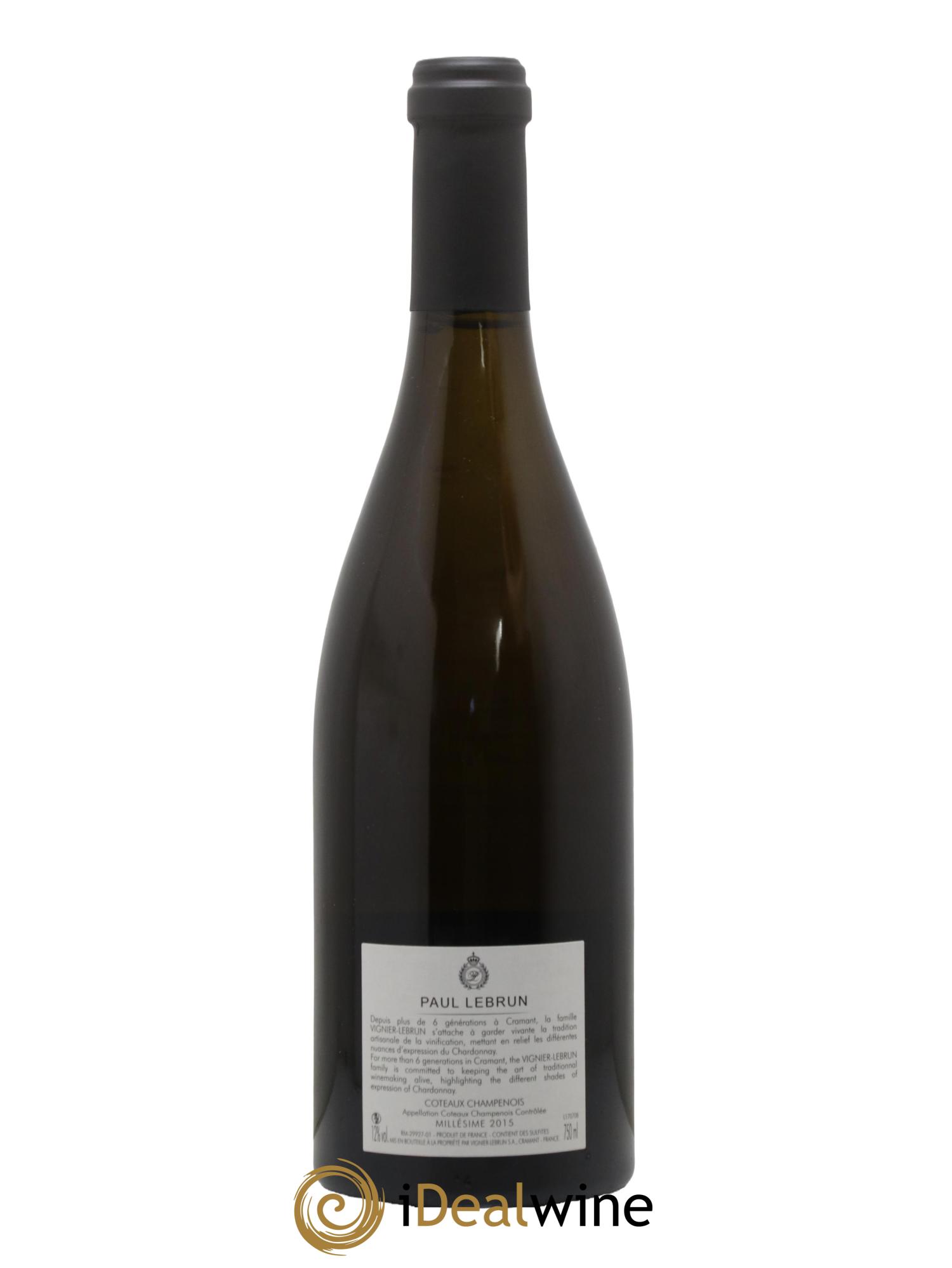 Coteaux Champenois Domaine Paul Lebrun 2015 - Lot de 1 bouteille - 1