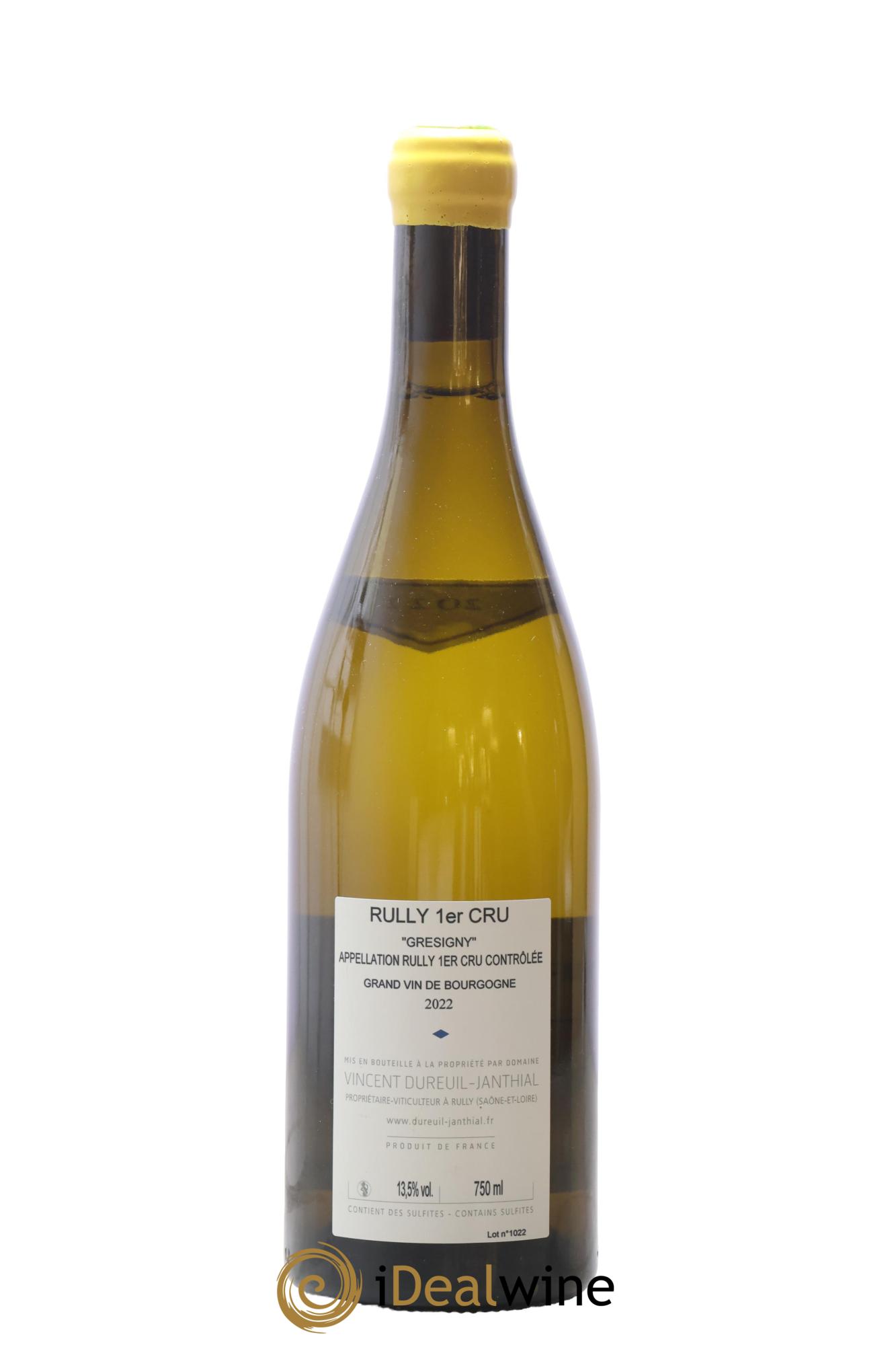 Rully 1er Cru Grésigny Vieilles Vignes Vincent Dureuil-Janthial 2022 - Lot of 1 bottle - 1