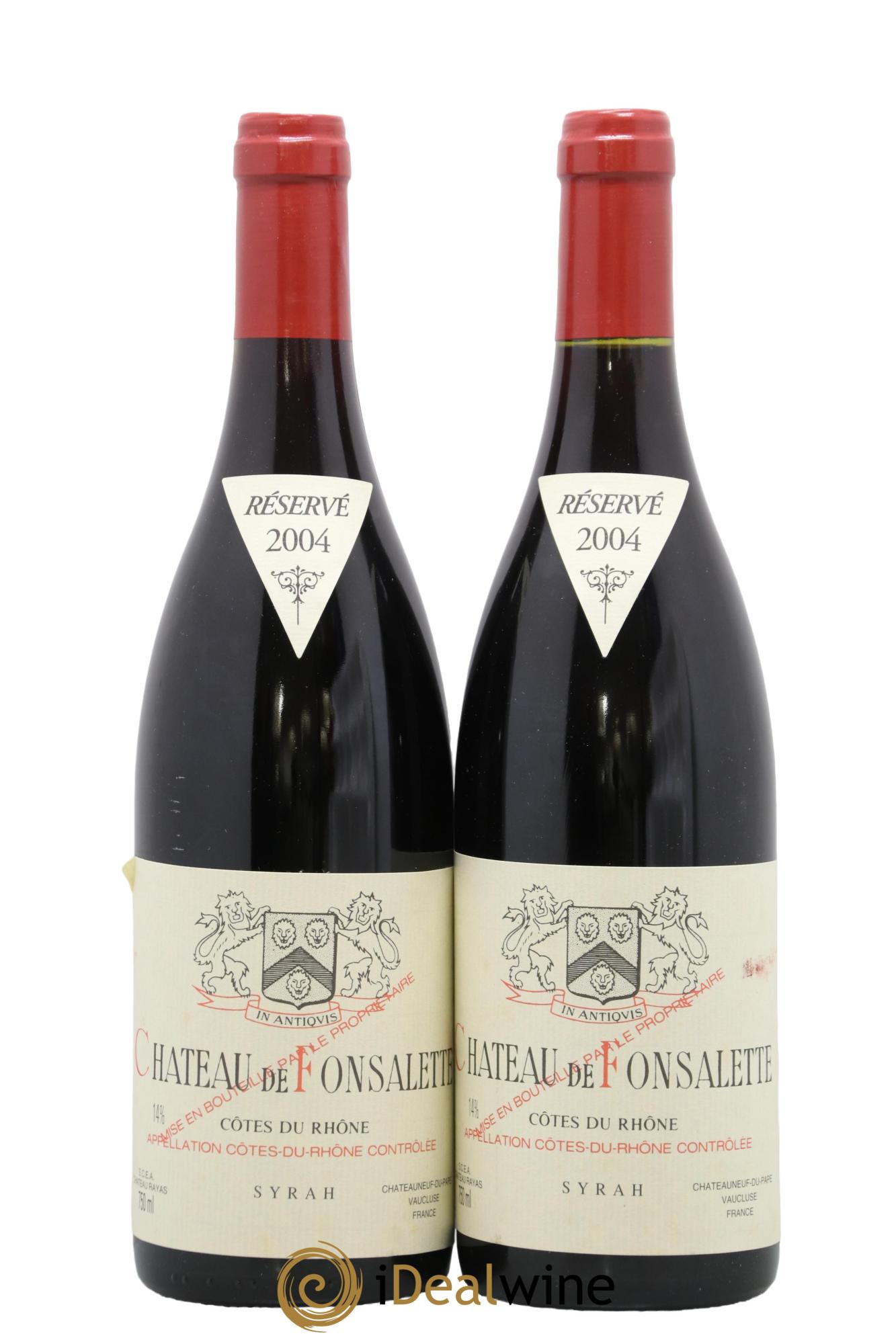 Côtes-du-Rhône Cuvée Syrah Château de Fonsalette 2004 - Lot of 2 bottles - 0