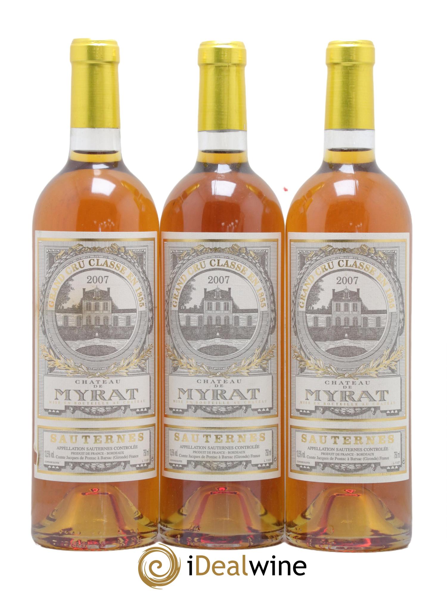 Château de Myrat 2ème Grand Cru Classé 2007 - Lotto di 3 bottiglie - 0