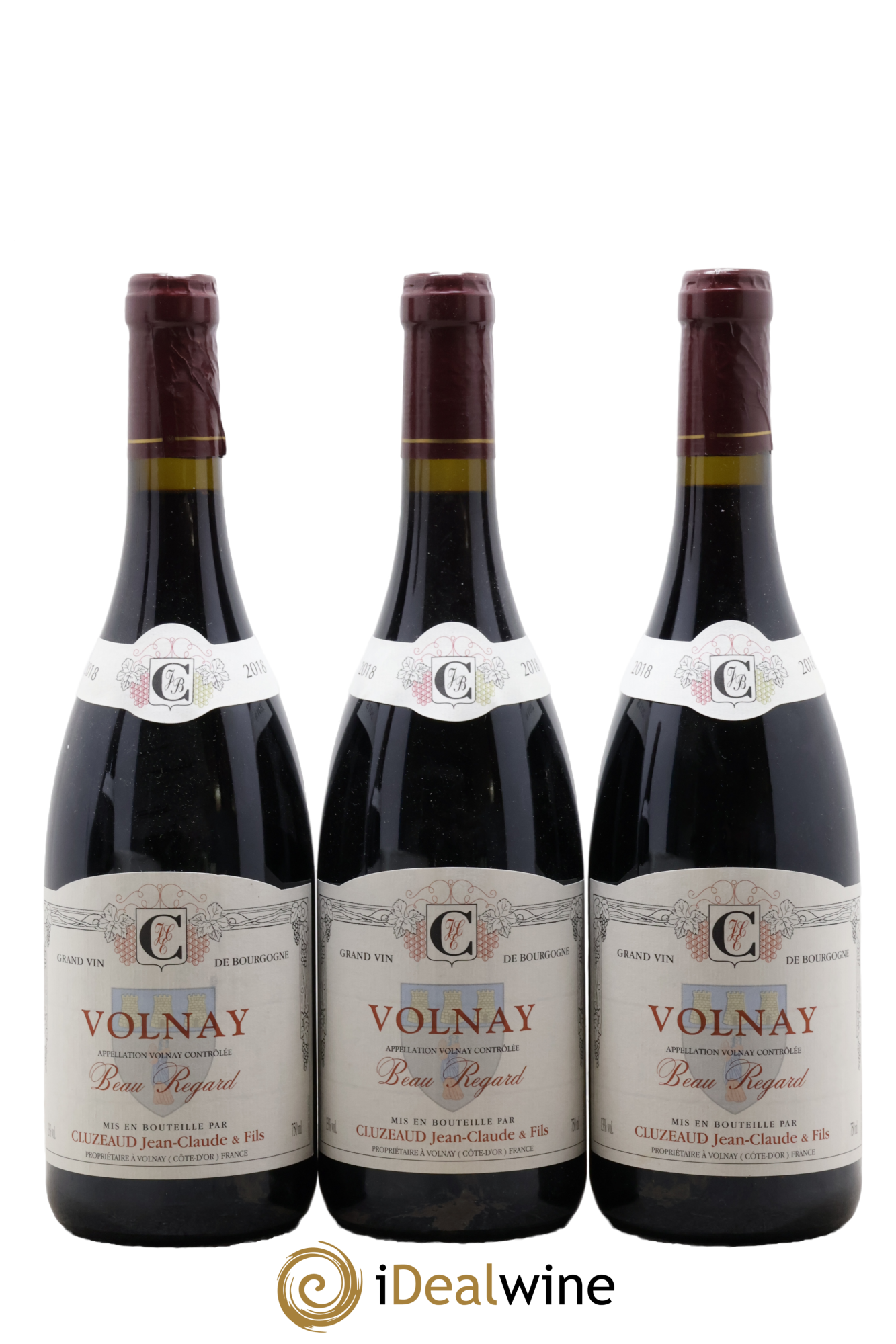 Volnay Beau Regard Jean-Claude Cluzeaud et Fils 2018 - Lot de 3 bouteilles - 0