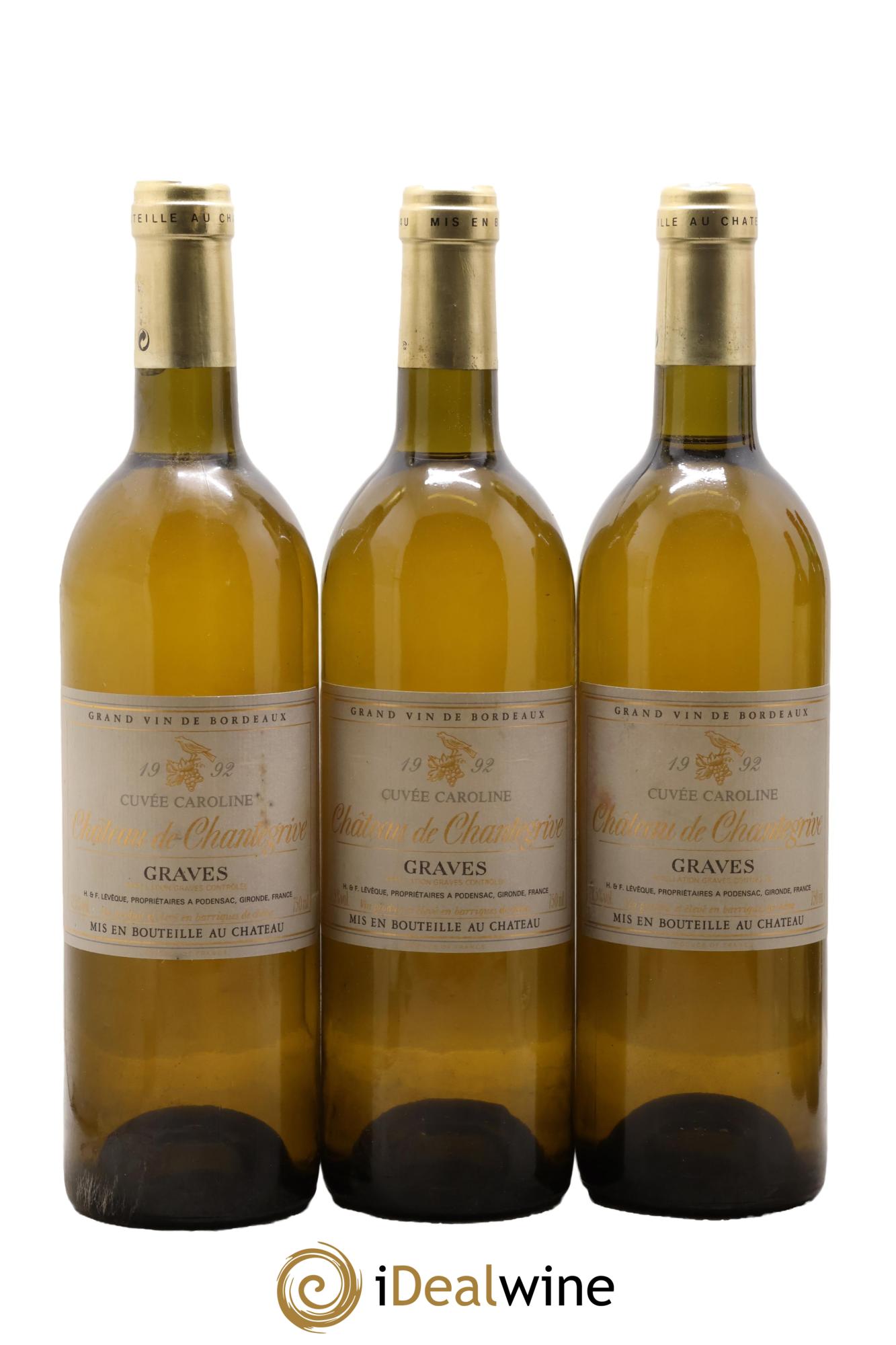 Château de Chantegrive Cuvée Caroline 1992 - Lot de 3 bouteilles - 0