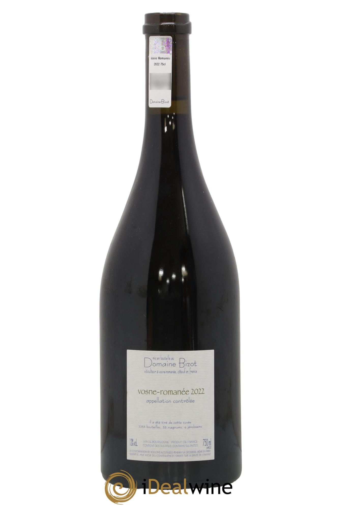 Vosne-Romanée Bizot (Domaine) 2022 - Lot of 1 bottle - 1