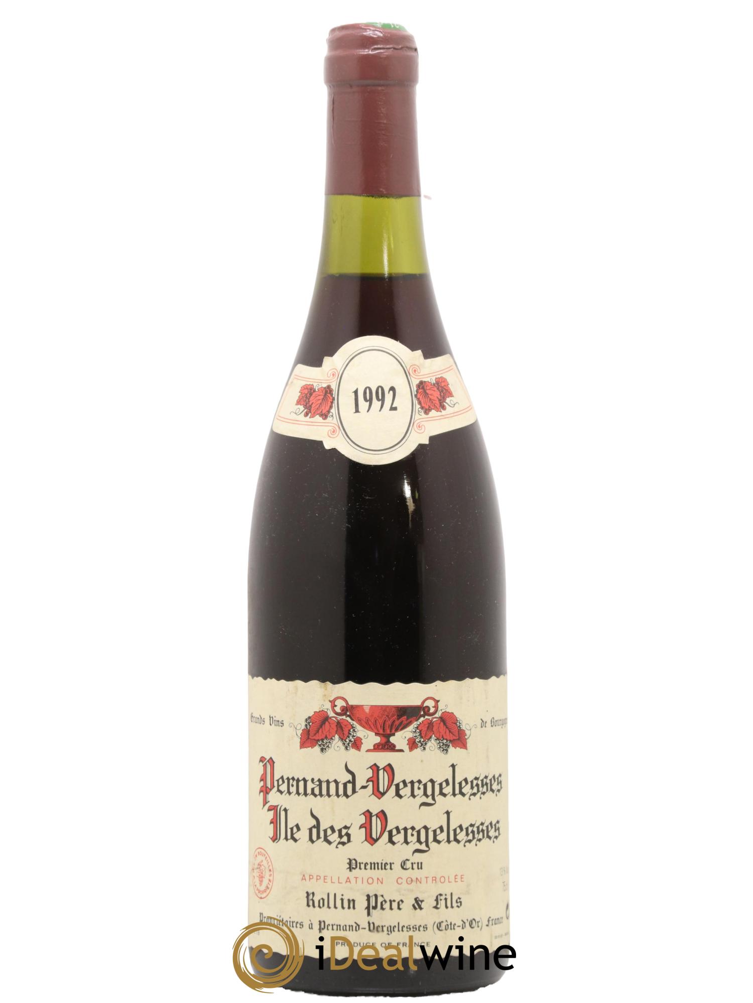 Pernand-Vergelesses 1er Cru Ile des Vergelesses Rollin Père et Fils 1992 - Lot de 1 bouteille - 0