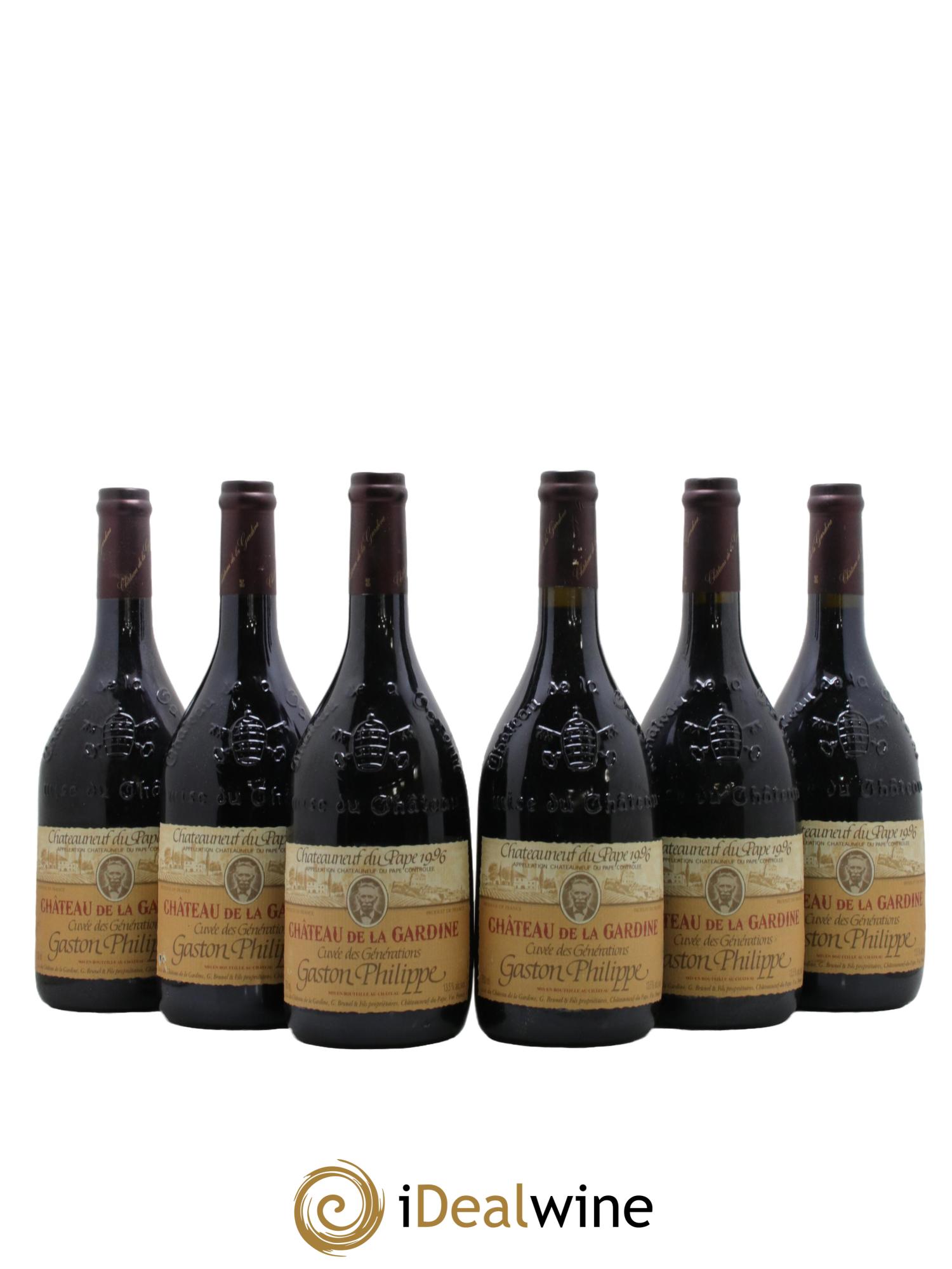Châteauneuf-du-Pape Château de La Gardine Cuvée des Générations Gaston Philippe Famille Brunel 1996 - Lot of 6 bottles - 0