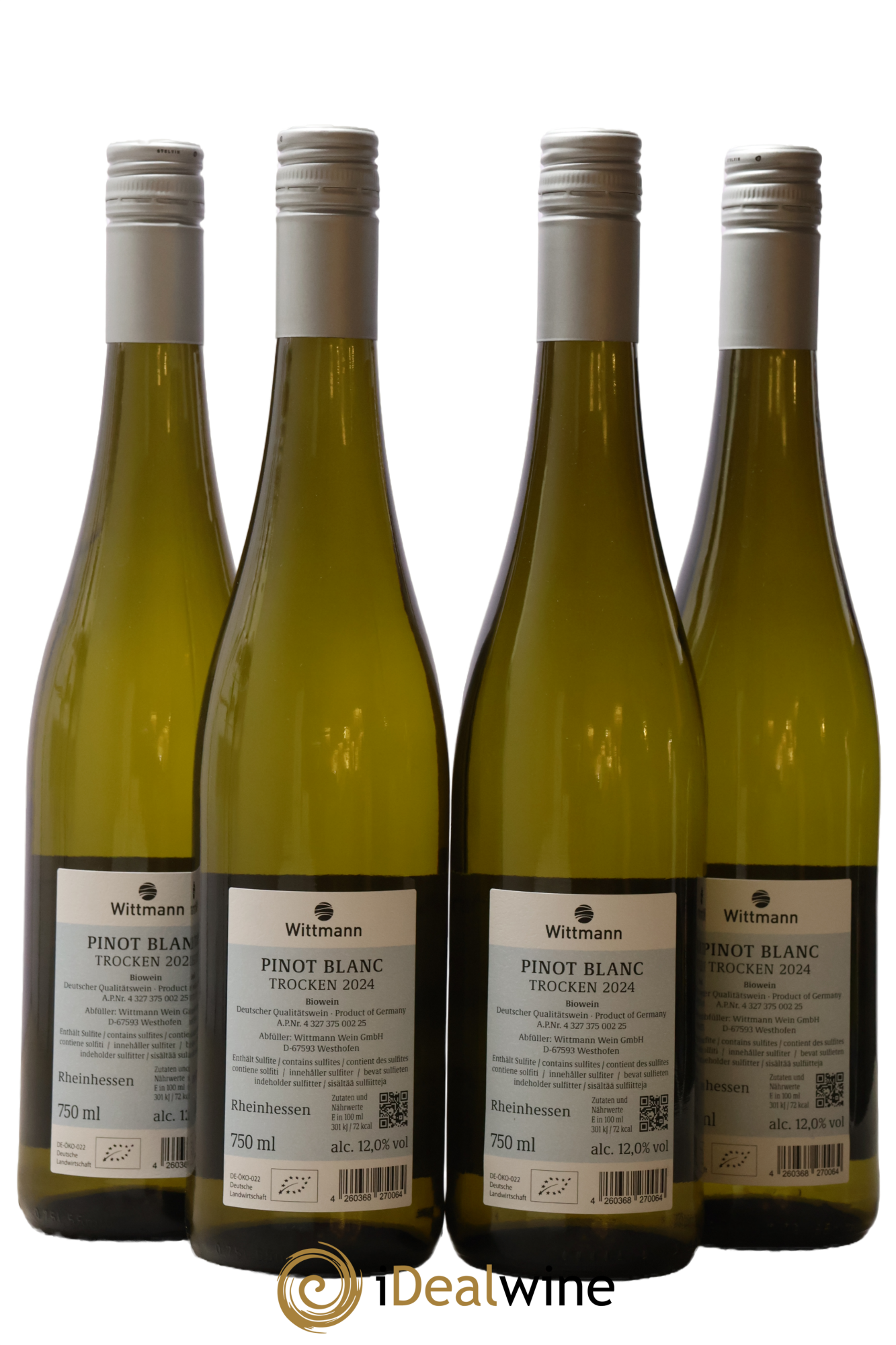 Allemagne Rheinhessen Trocken 100 Hugel Pinot Blanc Wittmann 2024 - Lot de 4 bouteilles - 1