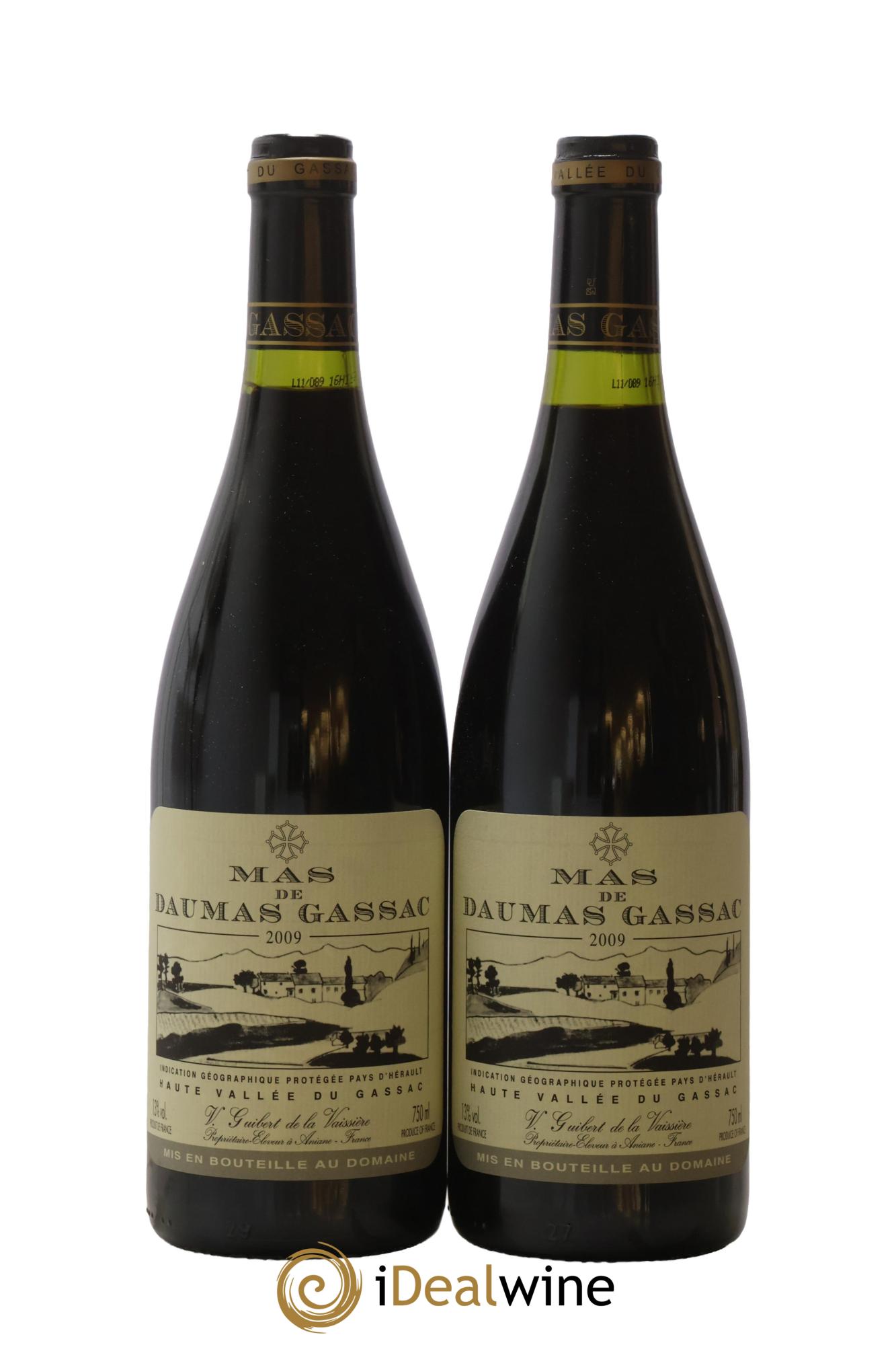 IGP St Guilhem-le-Désert - Cité d'Aniane Mas Daumas Gassac Famille Guibert de La Vaissière 2009 - Lot de 2 bouteilles - 0
