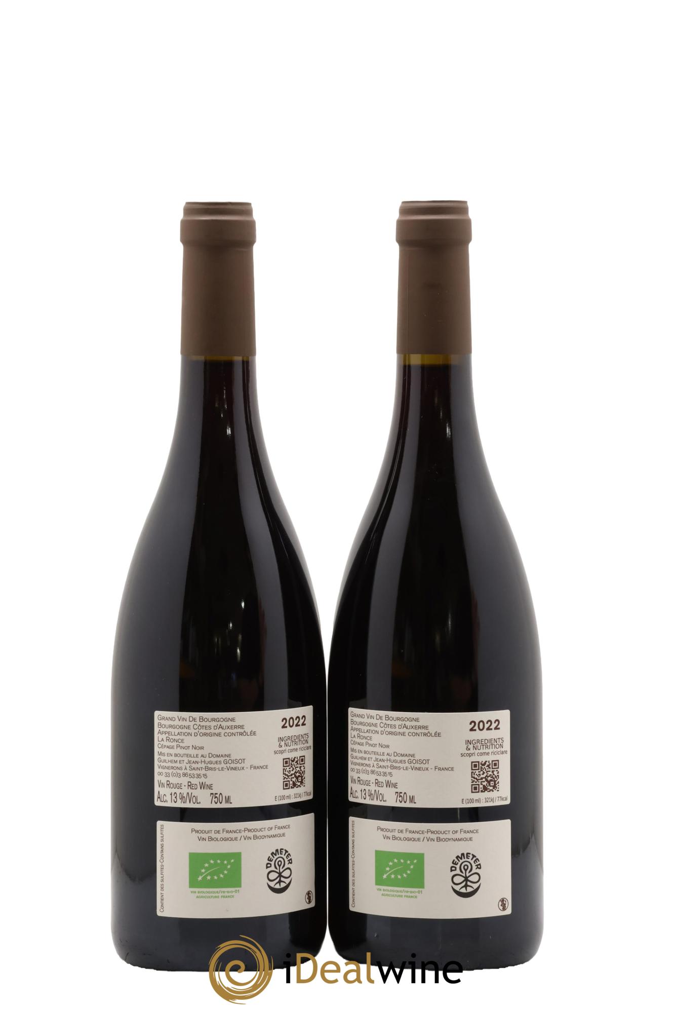 Bourgogne Côtes d'Auxerre La Ronce Goisot 2022 - Lot de 2 bouteilles - 1