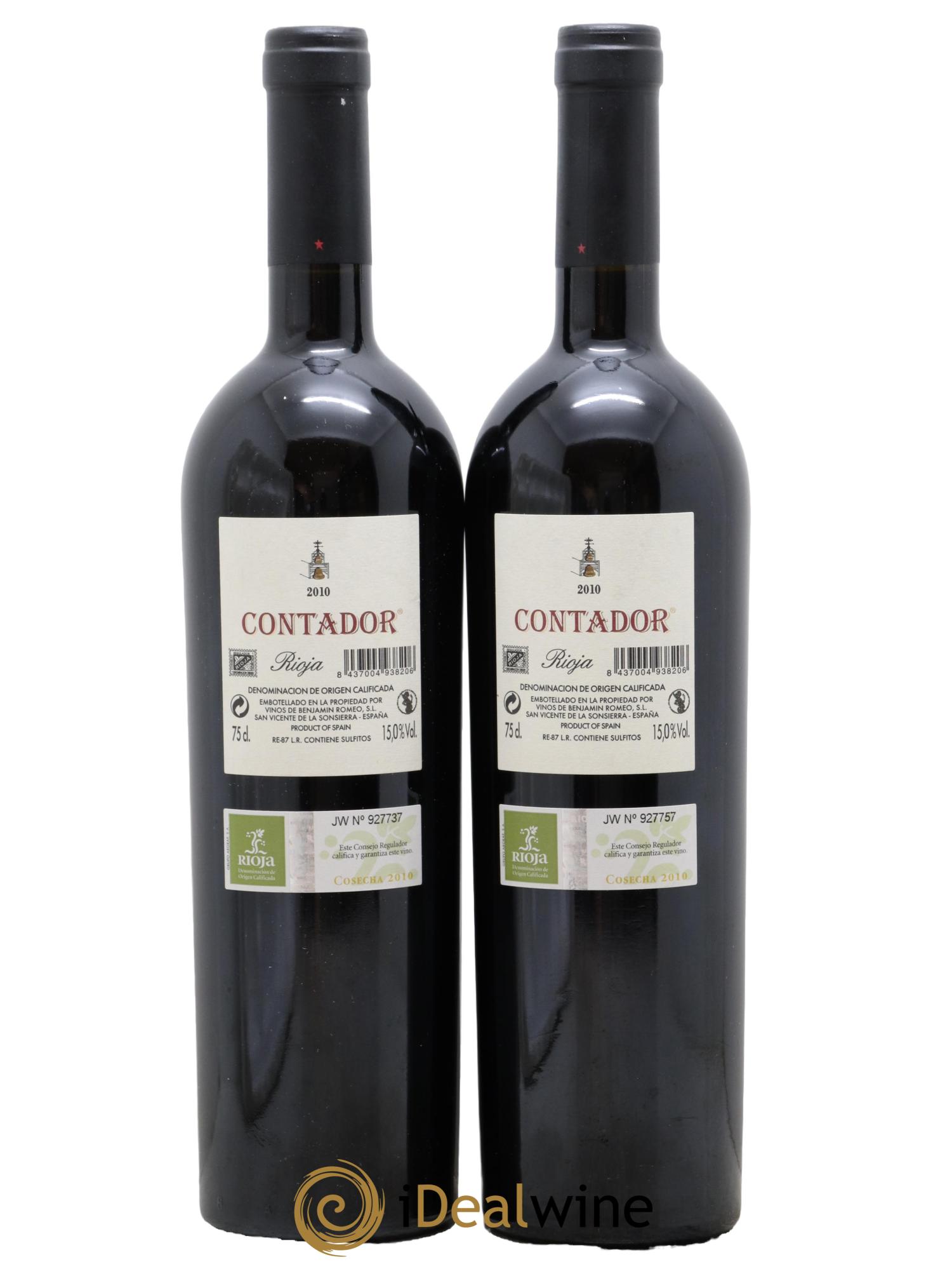 Rioja DOCa Bodega Contador  DOCA Contador Benjamin Romeo 2010 - Posten von 2 Flaschen - 1