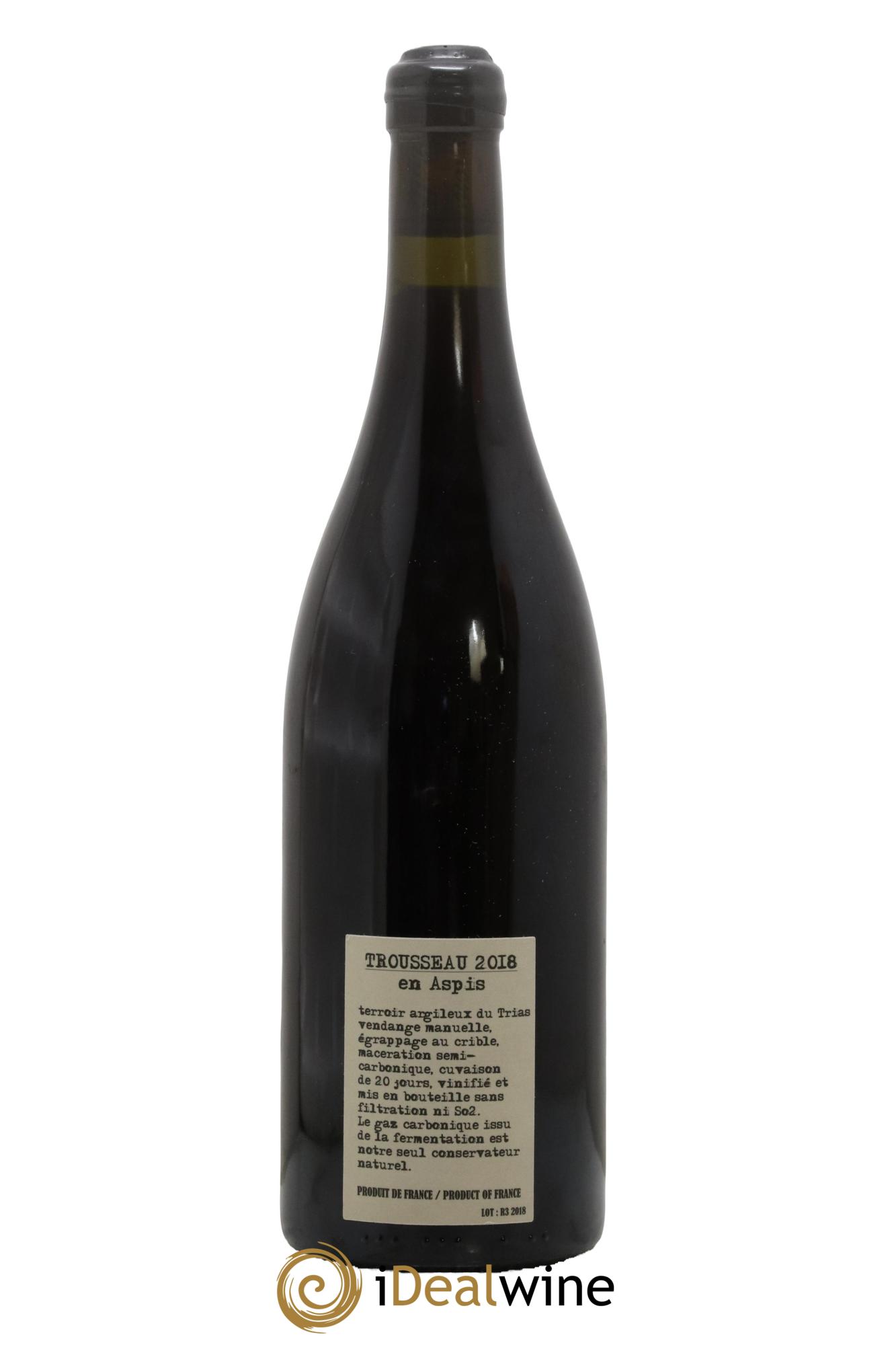 Arbois Pupillin Trousseau En Aspis Adeline Houillon & Renaud Bruyère 2018 - Lot de 1 bouteille - 1