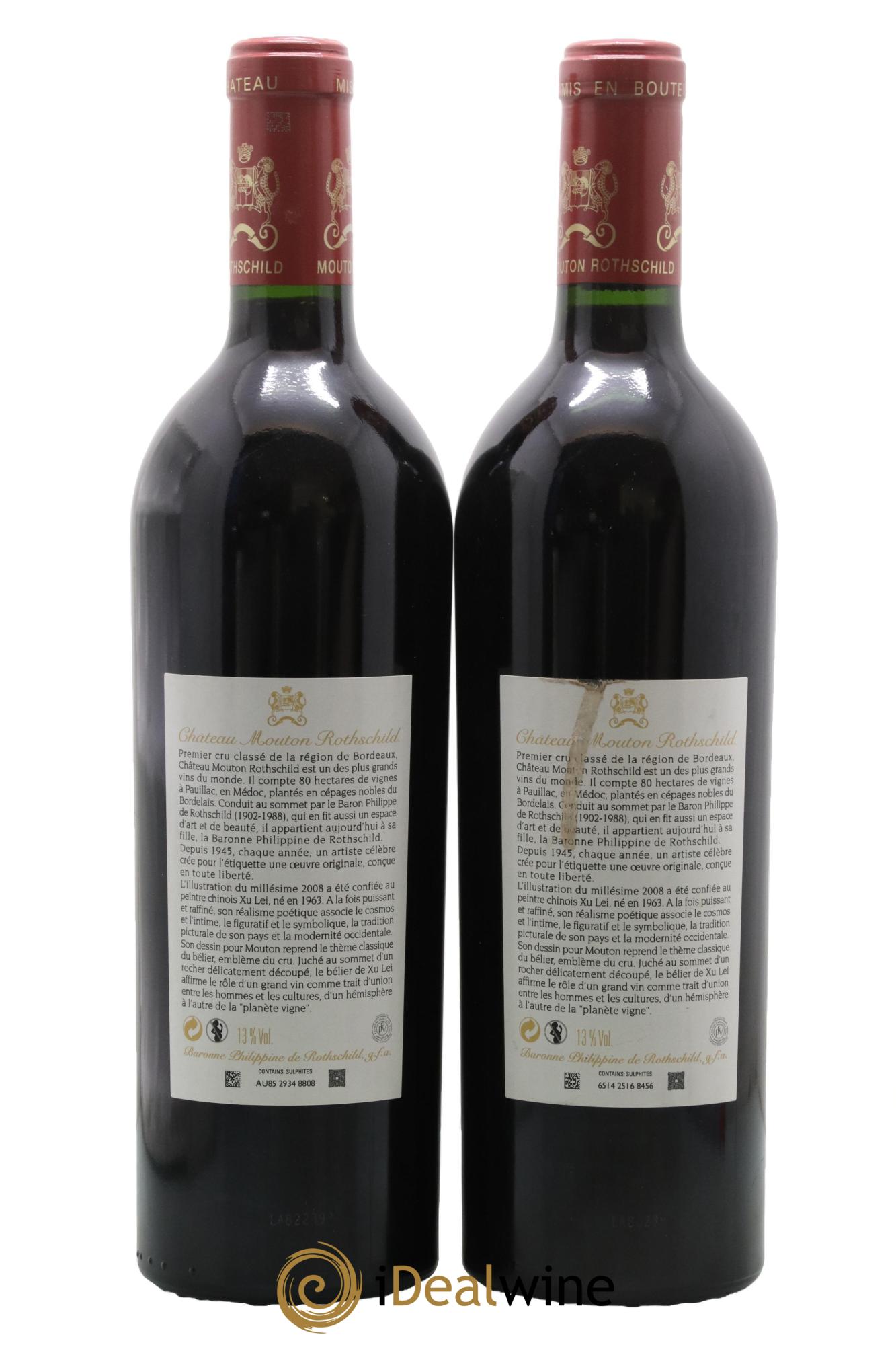 Château Mouton Rothschild 1er Grand Cru Classé 2008 - Lot de 2 bouteilles - 1