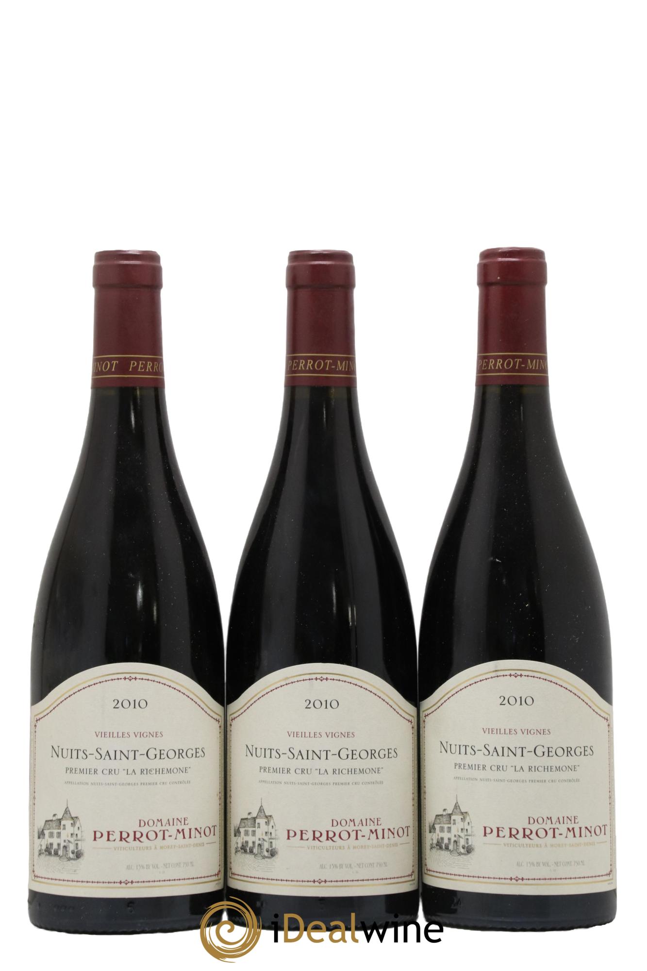 Nuits-Saint-Georges 1er Cru La Richemone Vieilles Vignes Perrot-Minot 2010 - Lotto di 3 bottiglie - 0