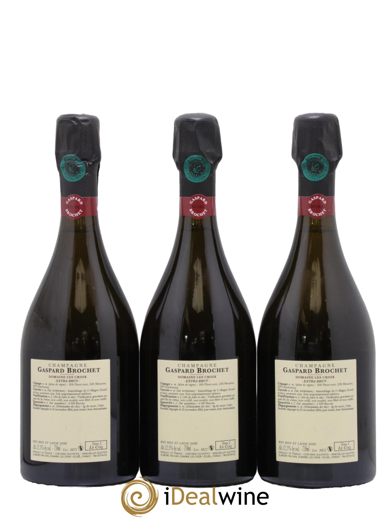 Champagne Tome I Le Coq Gaspard Brochet - Lot de 3 bouteilles - 1