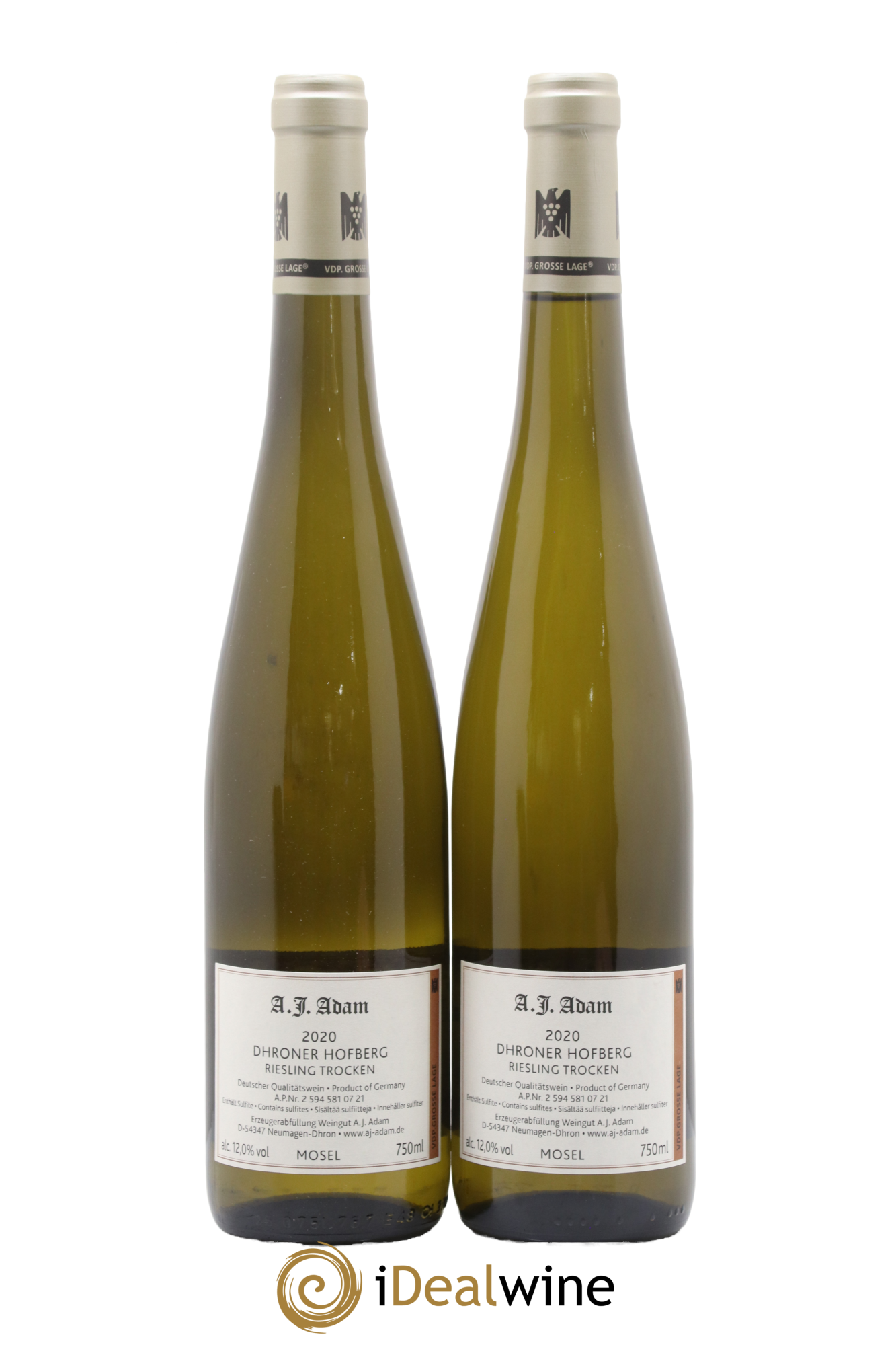 Riesling Dhroner Hofberg Trockenbeerenauslese Weingut A.J.Adam 2020 - Posten von 2 Flaschen - 1
