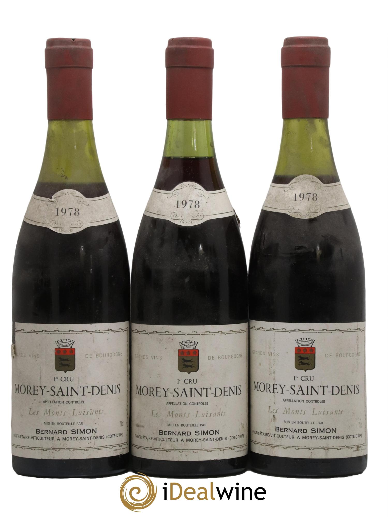 Morey-Saint-Denis 1er Cru Les Monts Luisants Domaine B Simon 1978 - Lot de 3 bouteilles - 0