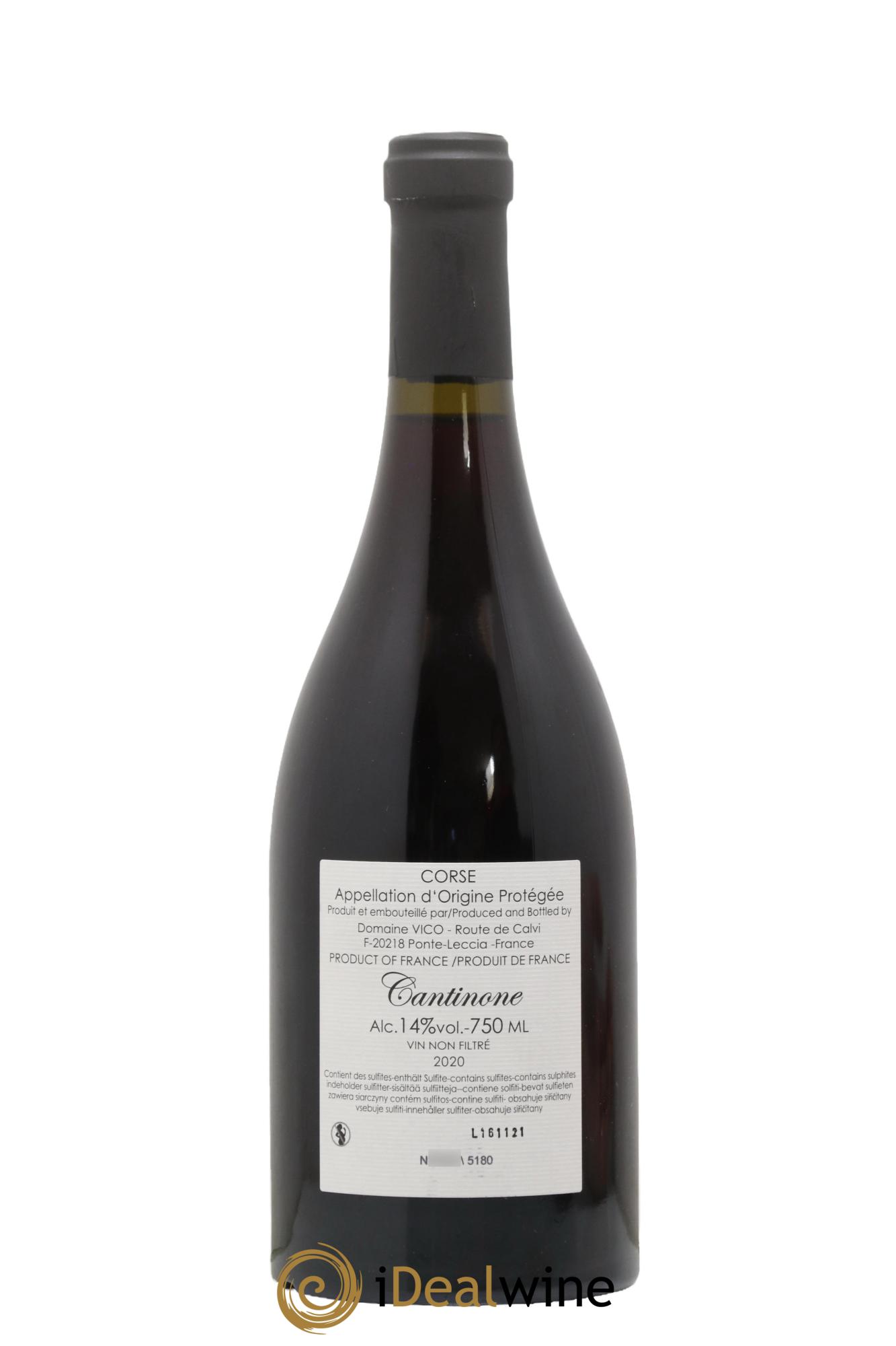 Vin de Corse Cantinone Domaine Vico 2020 - Lot de 1 bouteille - 1