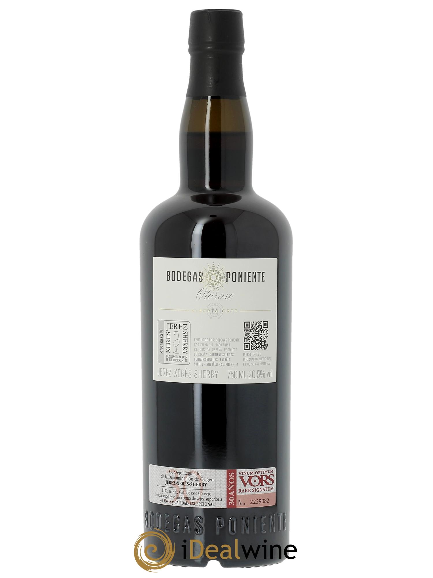 Jerez Jerez Oloroso Saca 1/24 Bodegas Poniente Alberto Orte  - Lotto di 1 bottiglia - 1