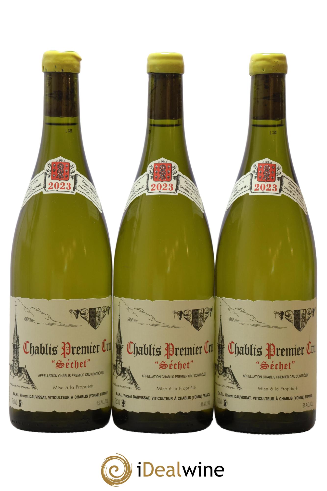 Chablis 1er Cru Séchet Vincent Dauvissat (Domaine) 2023 - Lot of 3 bottles - 0
