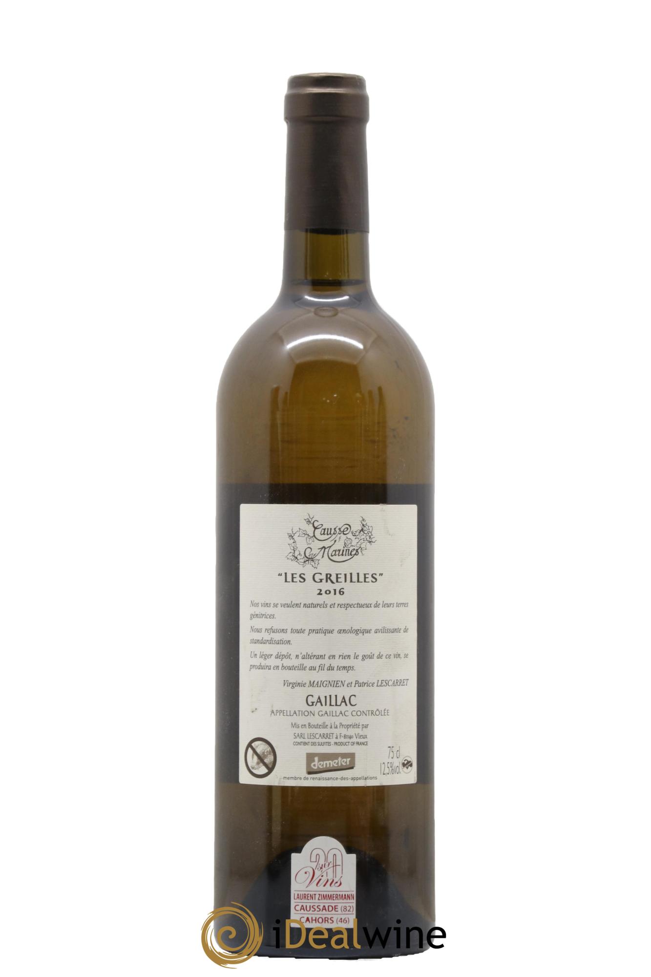 Gaillac Les Greilles Domaine Causse Marines 2016 - Lot de 1 bouteille - 1