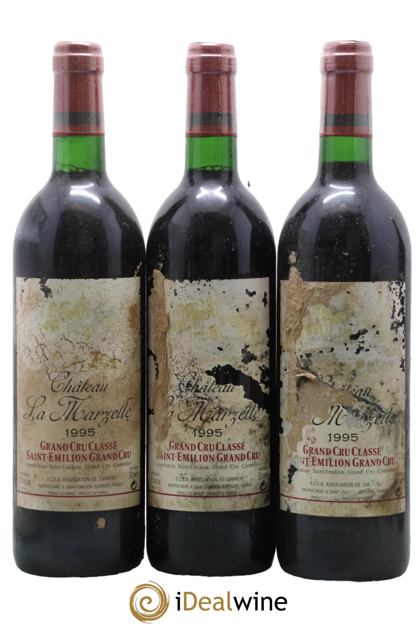 Château La Marzelle Grand Cru Classé 1995 - Lot de 3 bouteilles - 0