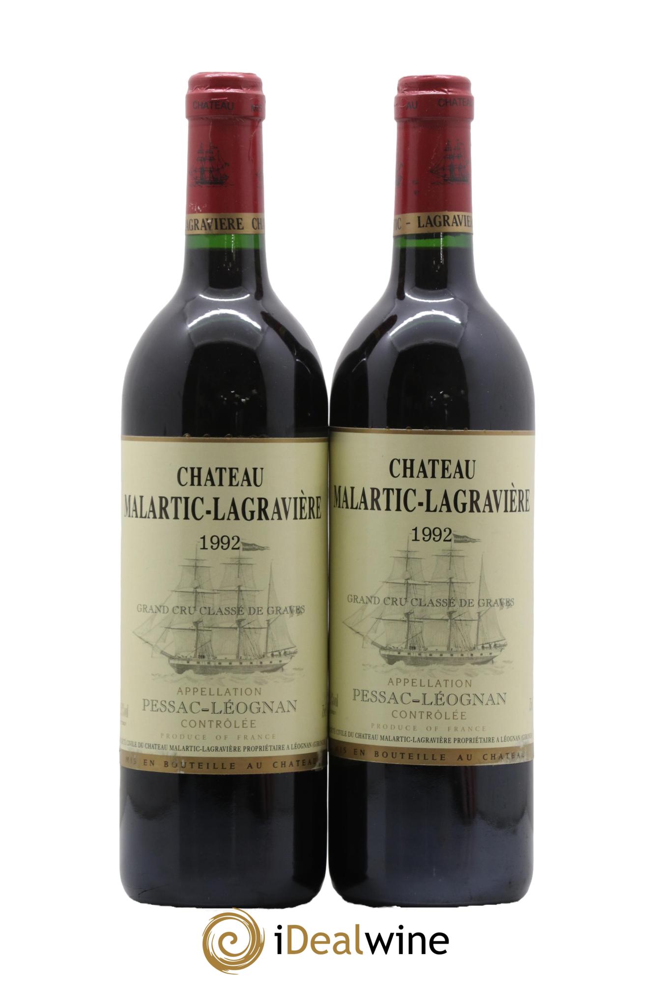 Château Malartic-Lagravière Cru Classé de Graves 1992 - Lotto di 2 bottiglie - 0