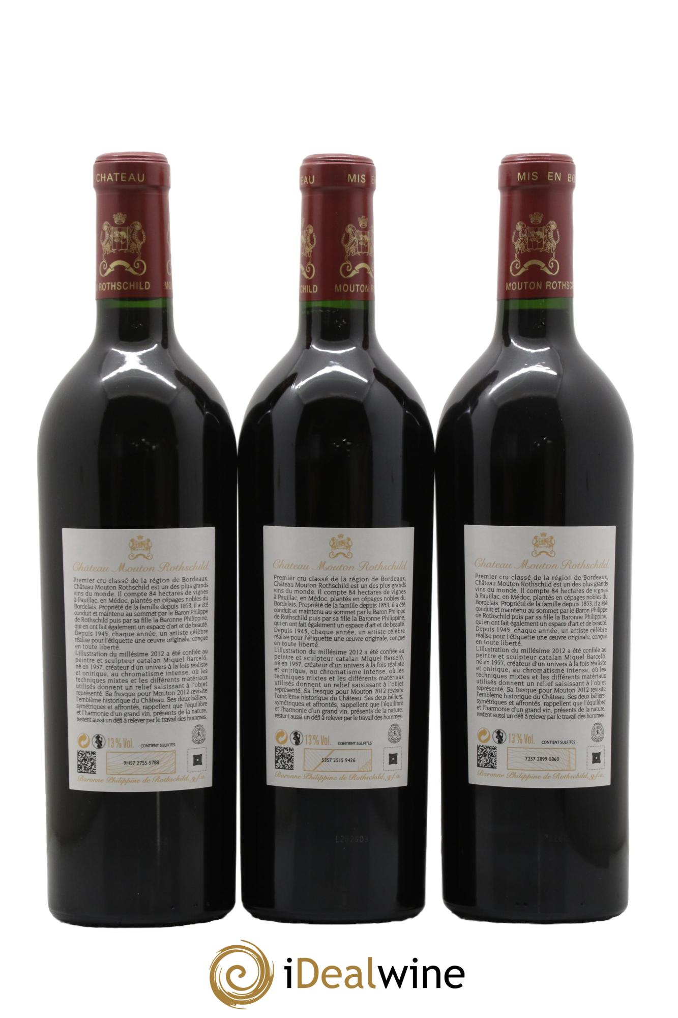 Château Mouton Rothschild 1er Grand Cru Classé 2012 - Lot of 3 bottles - 1