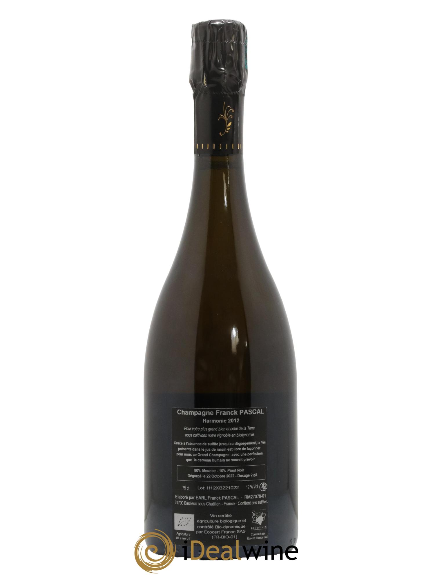 Harmonie Extra-Brut Franck Pascal 2012 - Lot de 1 bouteille - 1