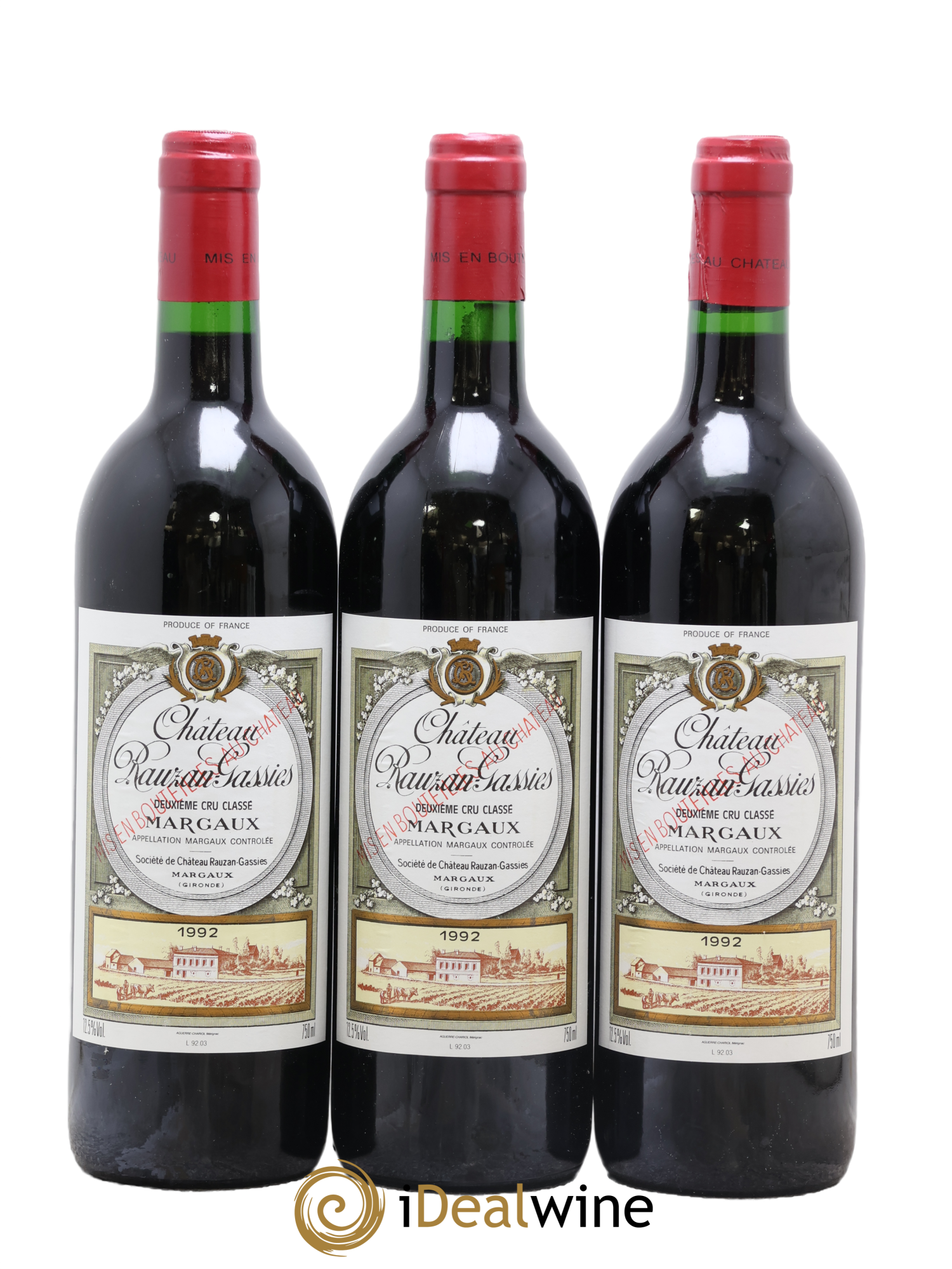 Château Rauzan-Gassies 2ème Grand Cru Classé 1992 - Posten von 3 Flaschen - 0