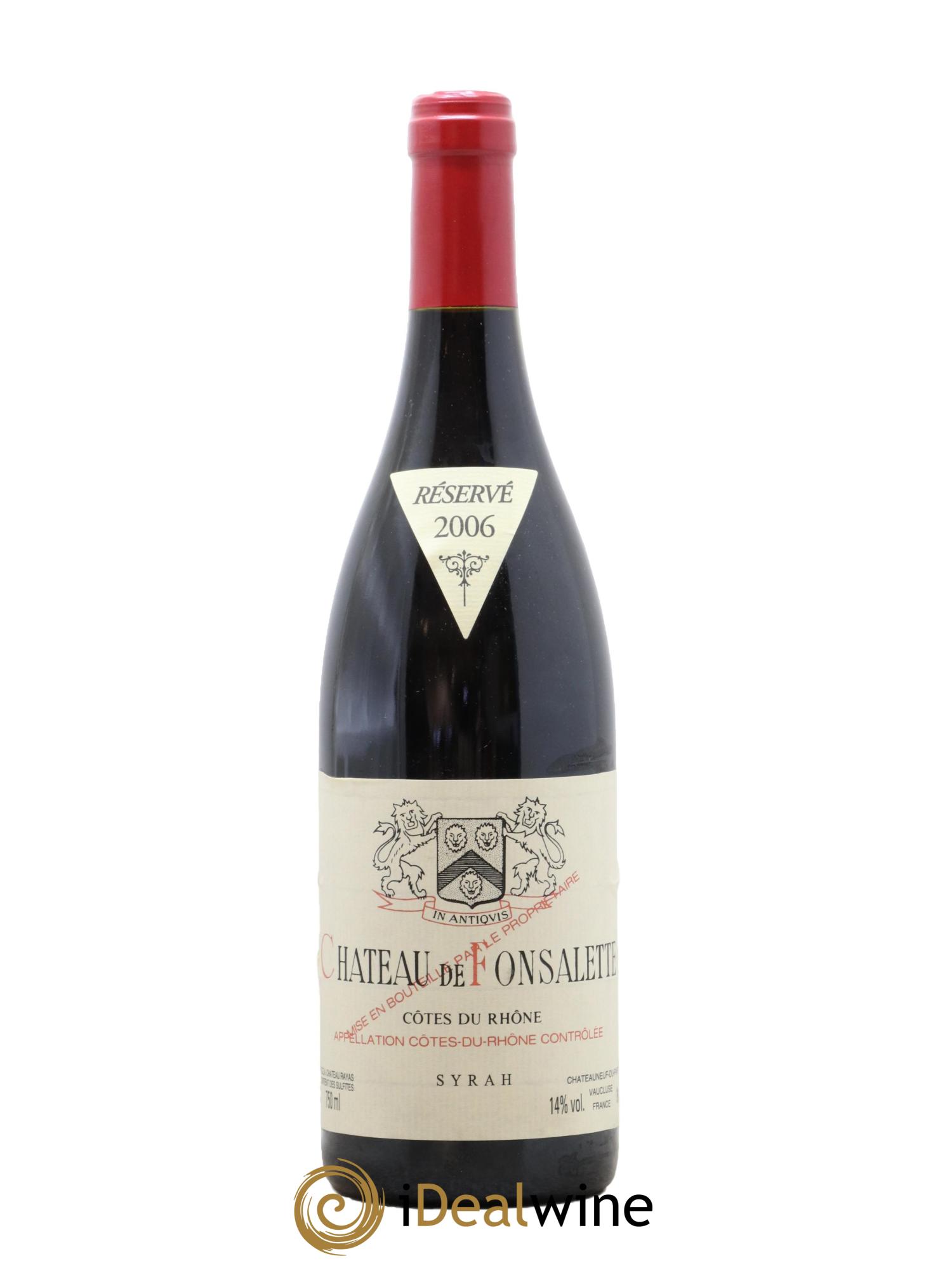 Côtes-du-Rhône Cuvée Syrah Château de Fonsalette 2006 - Lot de 1 bouteille - 0