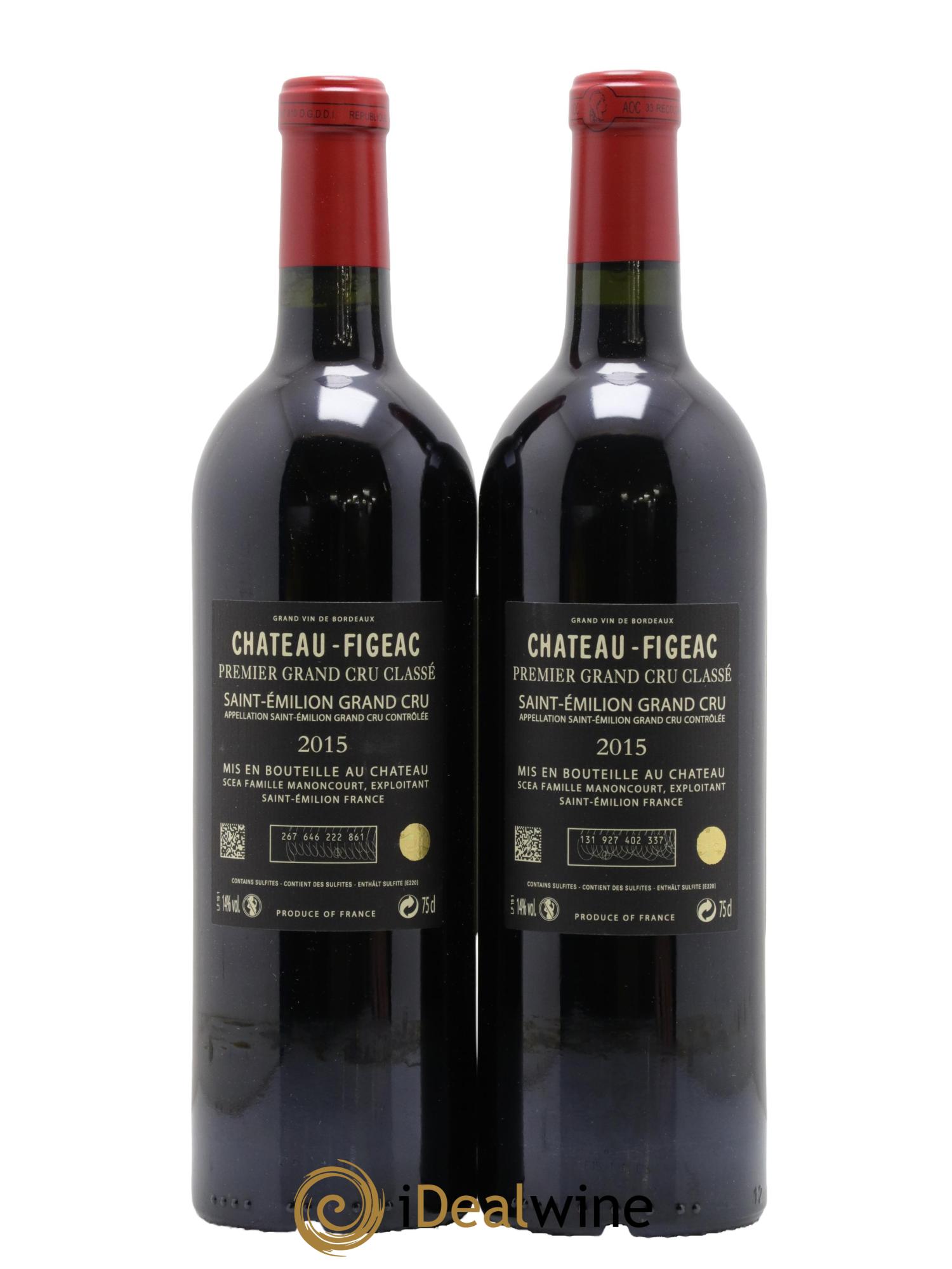 Château Figeac 1er Grand Cru Classé A 2015 - Lot of 2 bottles - 1