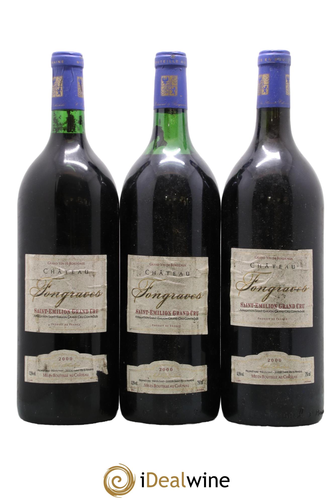 Saint-Émilion Grand Cru Château Fongraves 2000 - Lot of 3 magnums - 0
