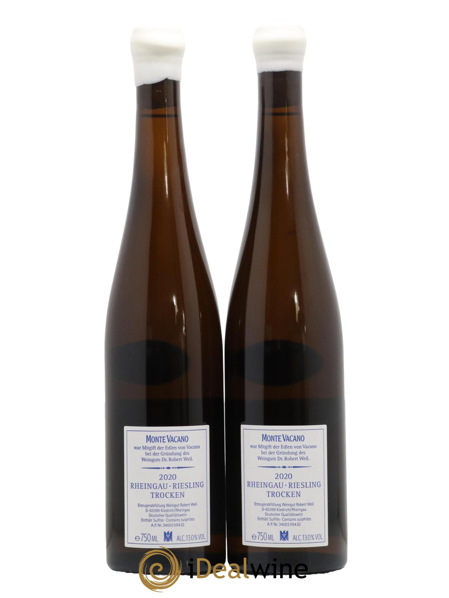 Allemagne Rheingau Riesling Kiedricher Grafenberg Monte Vacano Weingut Robert Weil 2020 - Lot de 2 bouteilles - 1