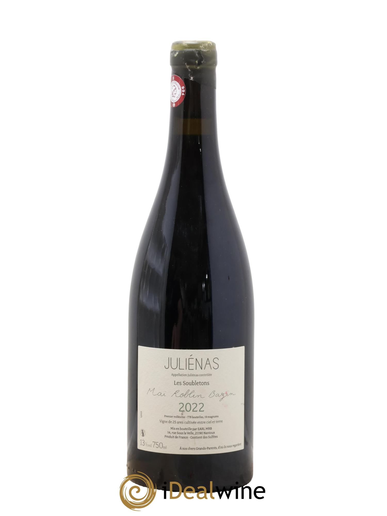Juliénas Les Soubletons Maï Roblin Bazin 2022 - Lotto di 1 bottiglia - 1