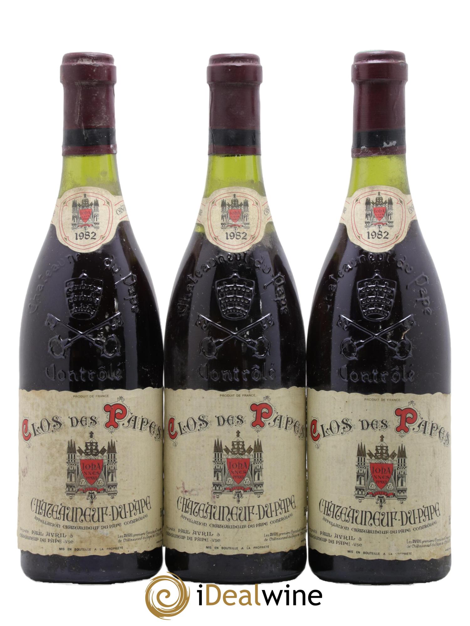 Châteauneuf-du-Pape Clos des Papes - Paul Avril 1982 - Lot of 3 bottles - 0