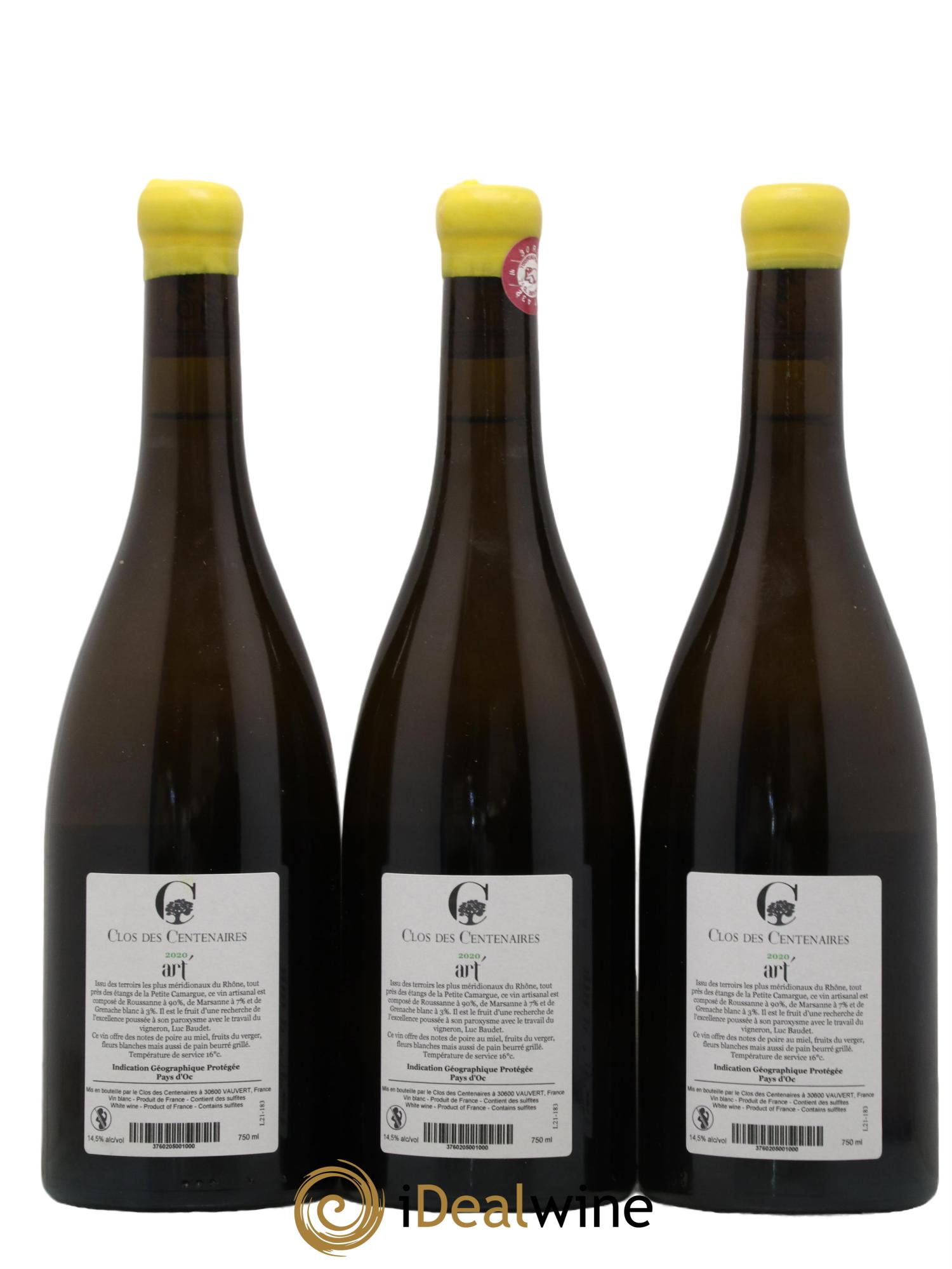 Pays d'Oc Clos des Centenaires Luc Baudet 2020 - Lot de 3 bouteilles - 1