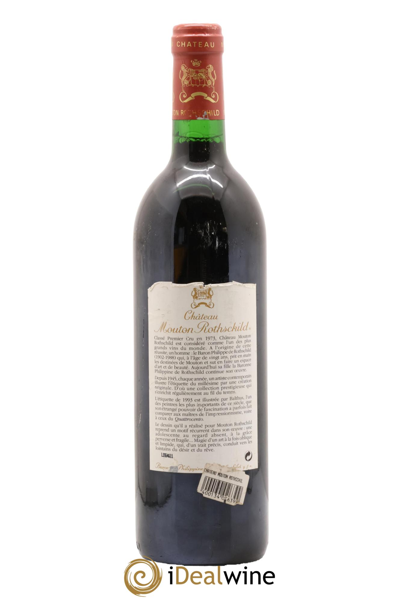 Château Mouton Rothschild 1er Grand Cru Classé 1993 - Lot de 1 bouteille - 1