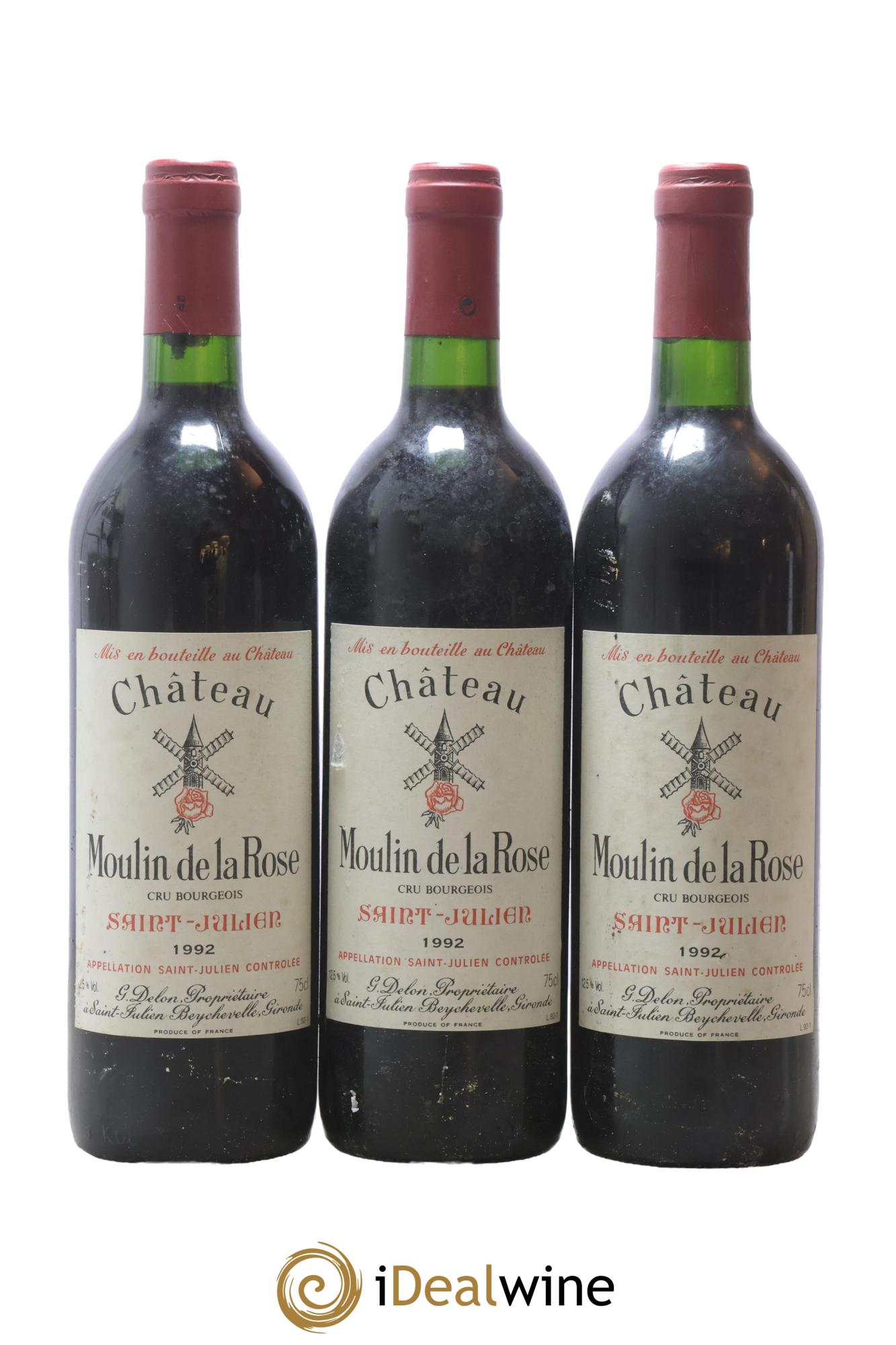 Château Moulin de la Rose Cru Bourgeois 1992 - Posten von 3 Flaschen - 0