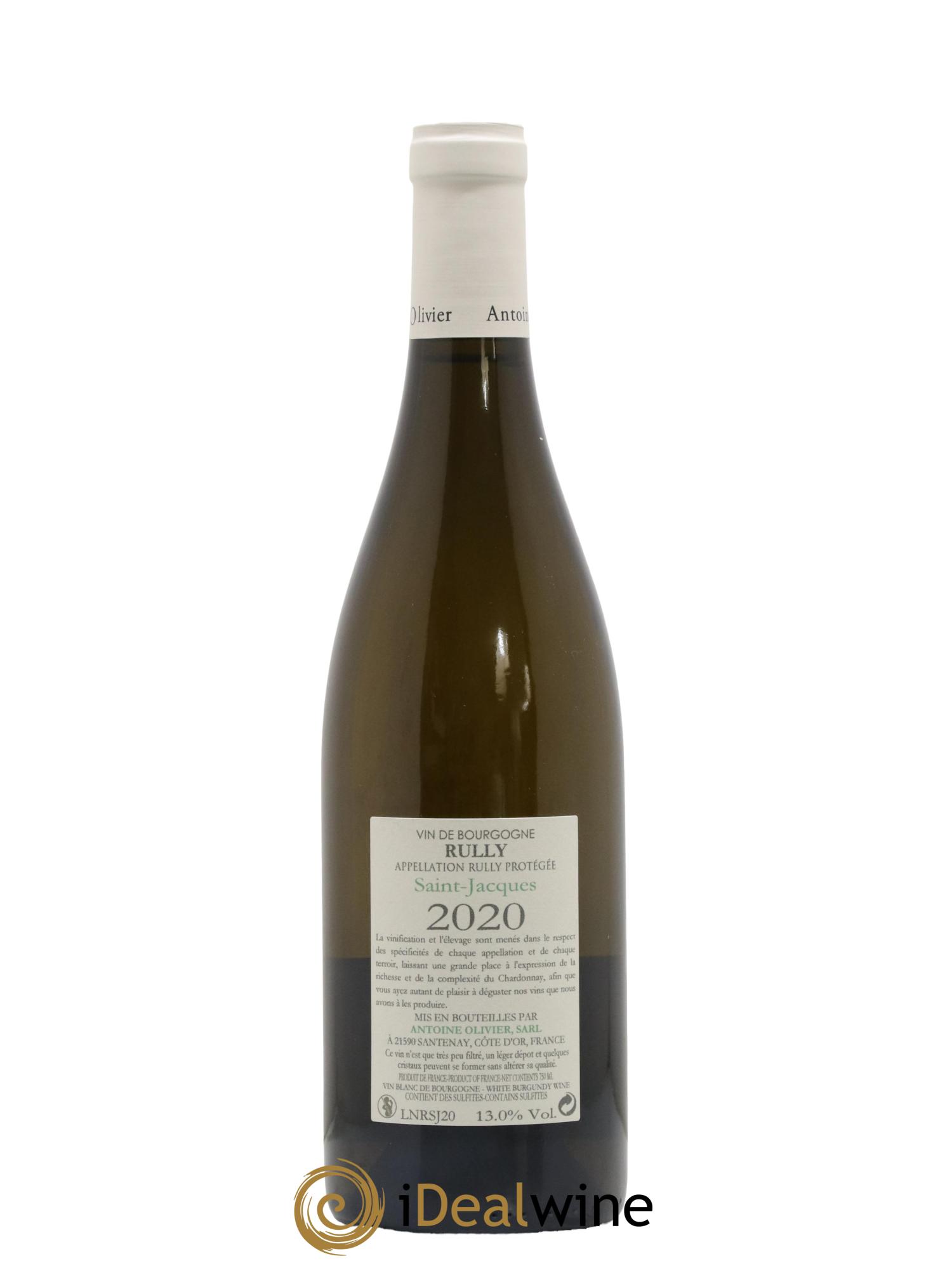 Rully Saint Jacques Domaine Antoine Olivier 2020 - Lot de 1 bouteille - 1