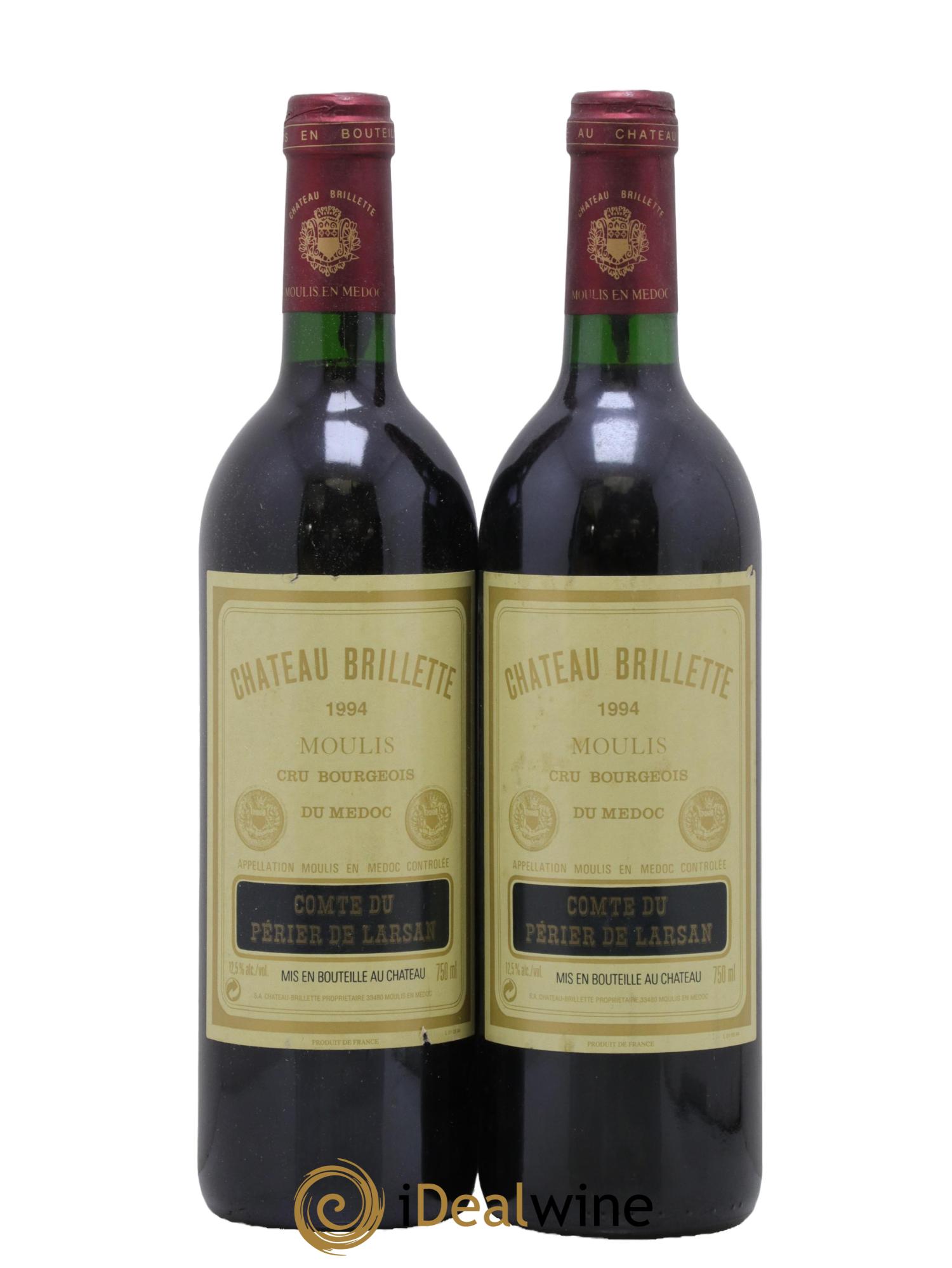 Château Brillette Cru Bourgeois 1994 - Lot of 2 bottles - 0